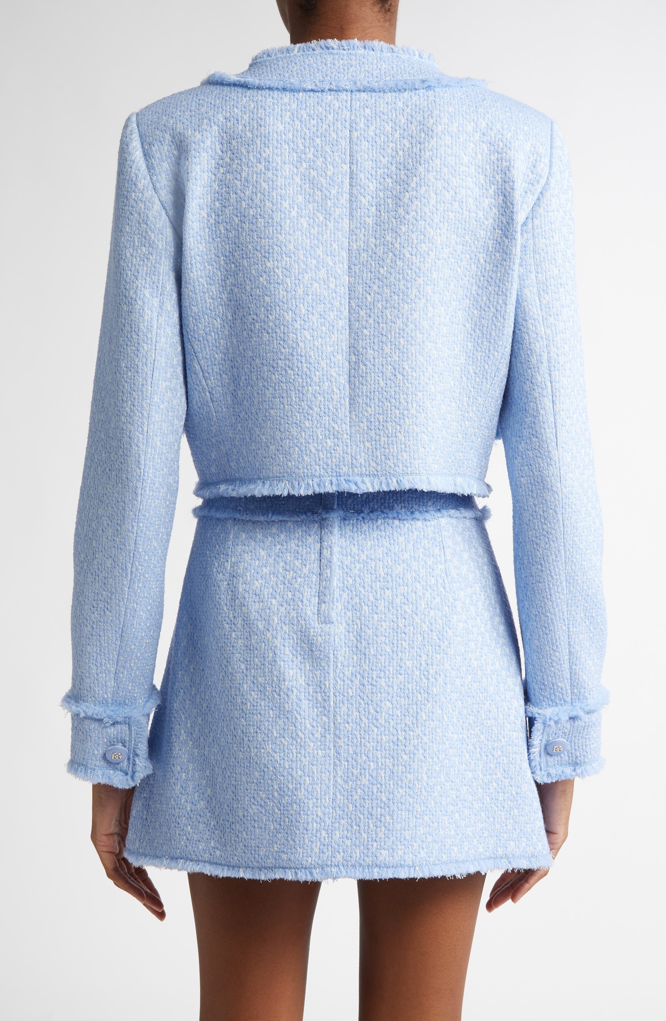 Dolce&Gabbana Houndstooth Check Short Wool Blend Jacket in Glicine Viola Chiari at Nordstrom - 3