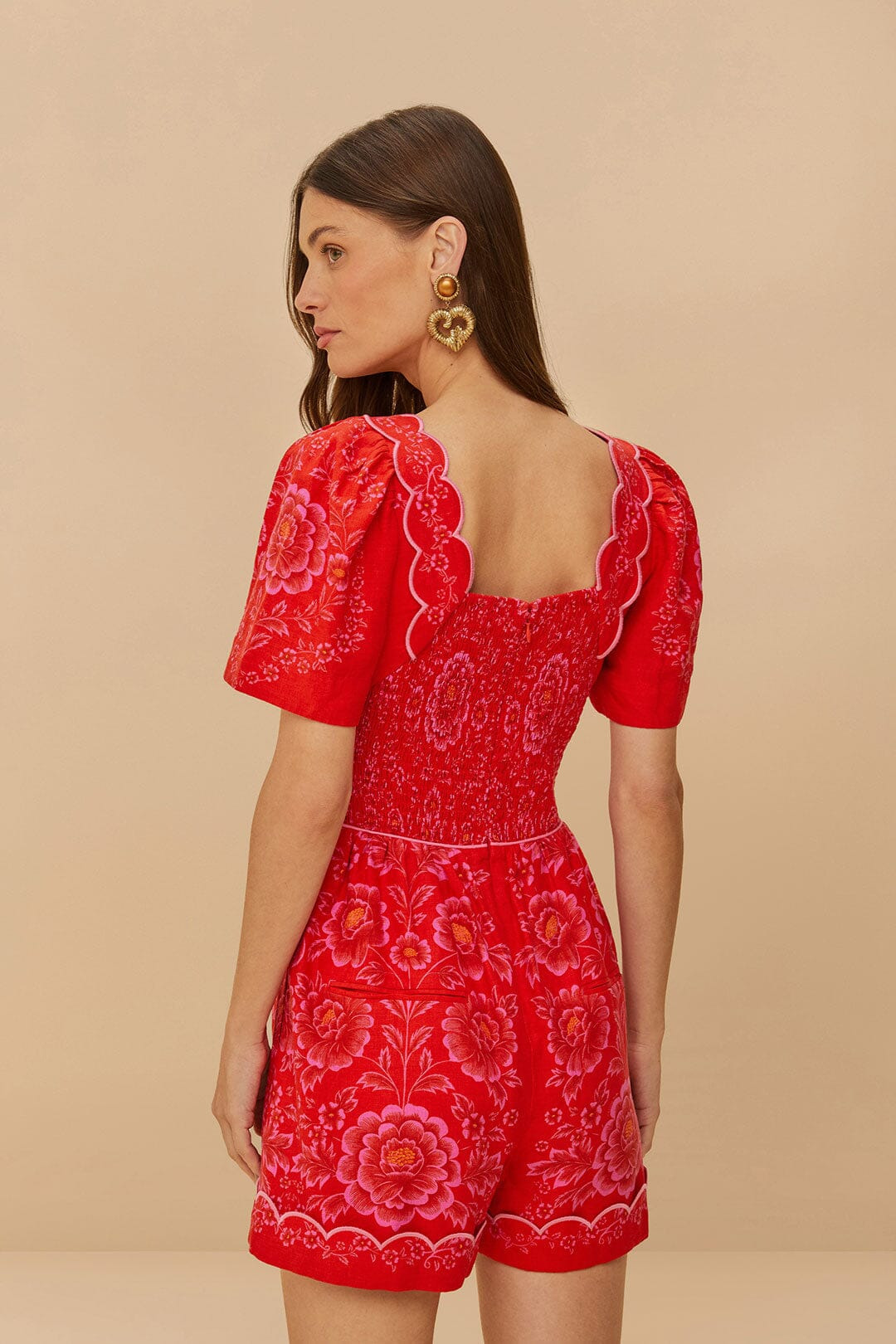 Red Olivia Cut-Out Lenzing™ Ecovero™ Euroflax™  Romper - 3