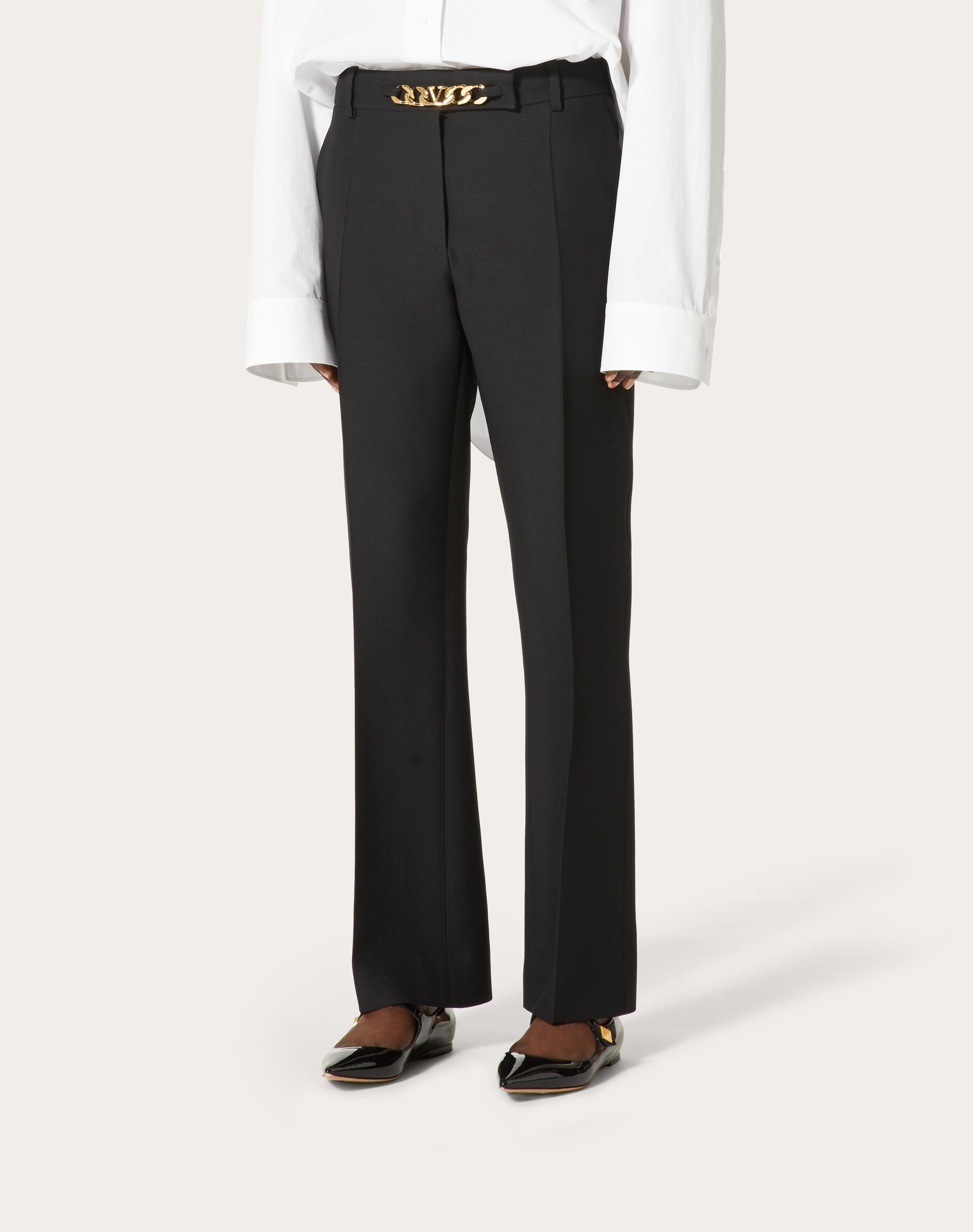 CREPE COUTURE VLOGO CHAIN PANTS - 3
