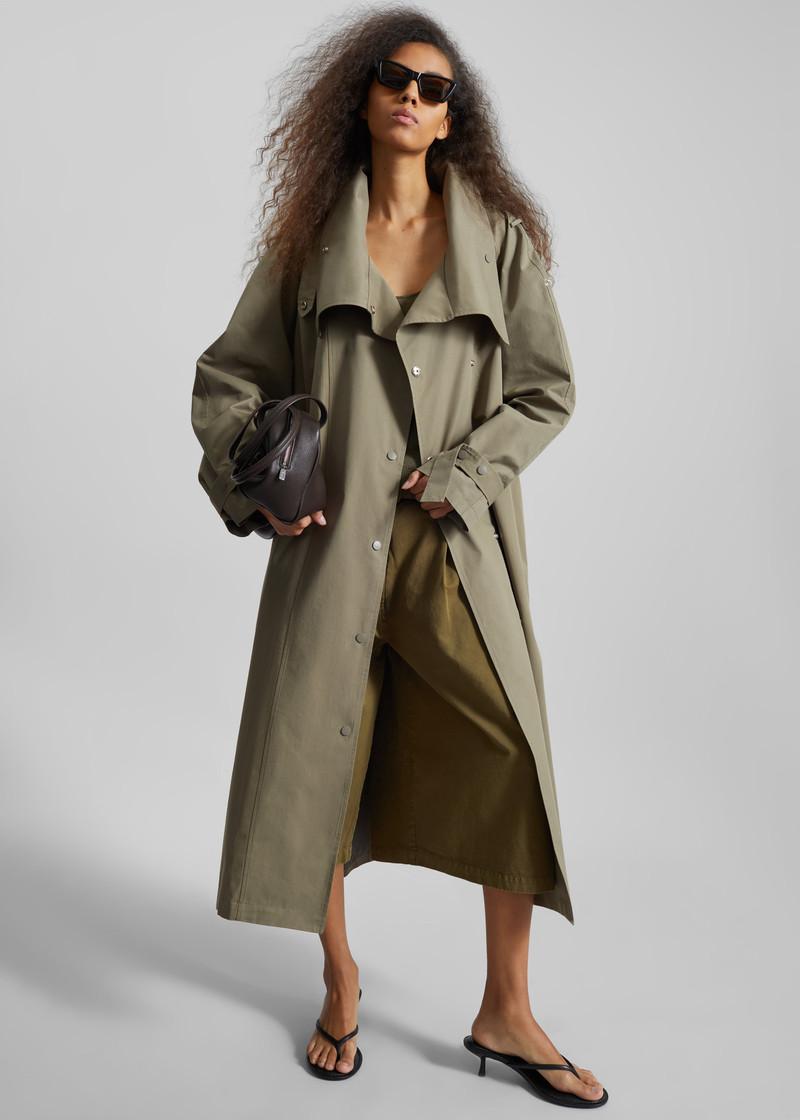 Lottie Wing Collar Trench Coat - Olive 1