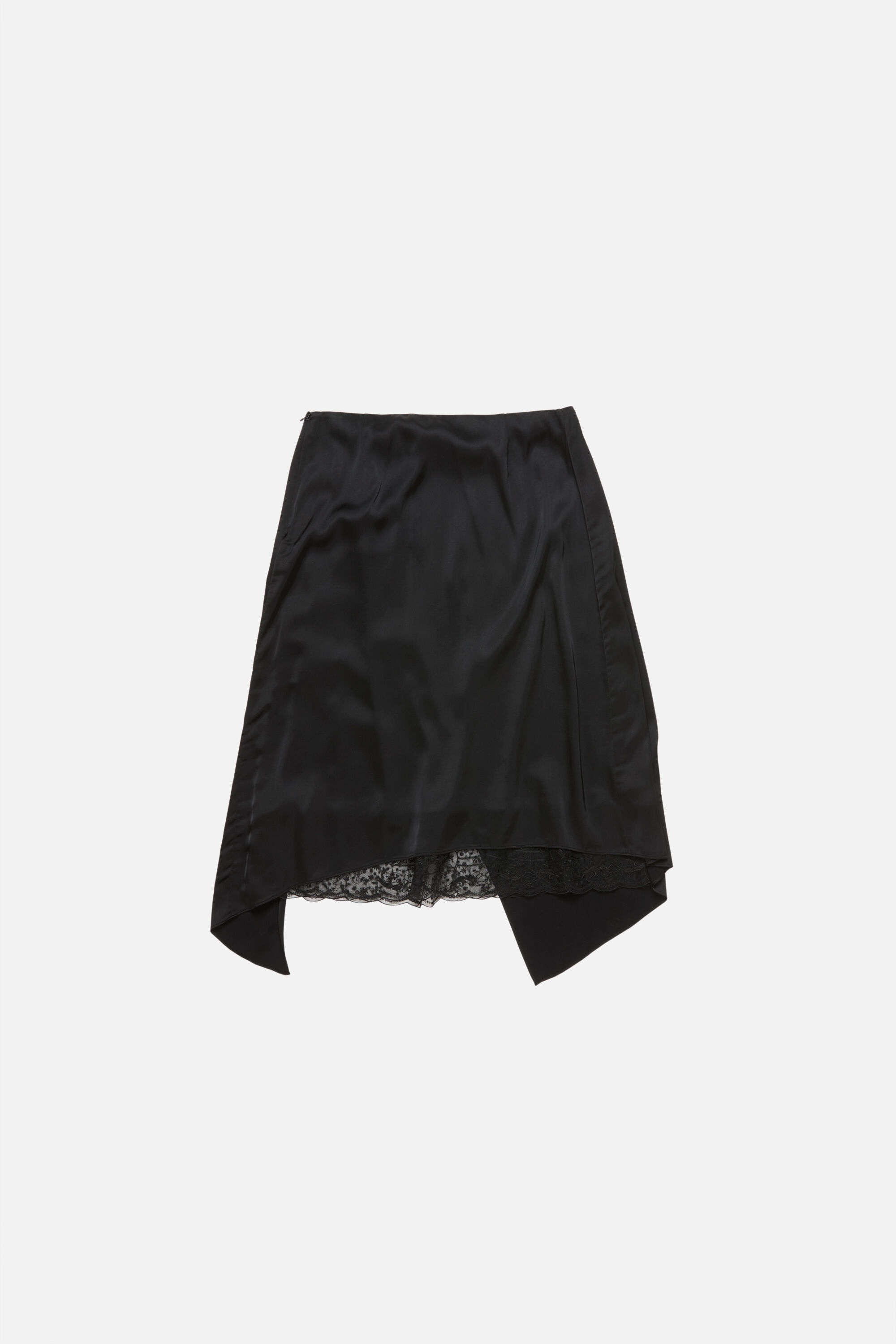 Layered Satin Skirt - Black - 7