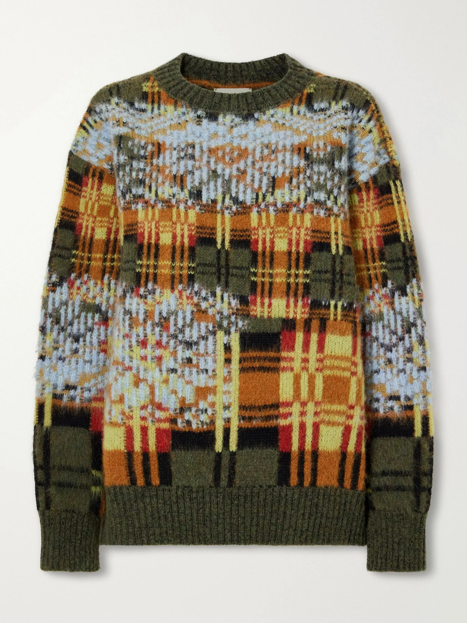 Intarsia-knit brushed merino and wool-blend sweater Multi - 1