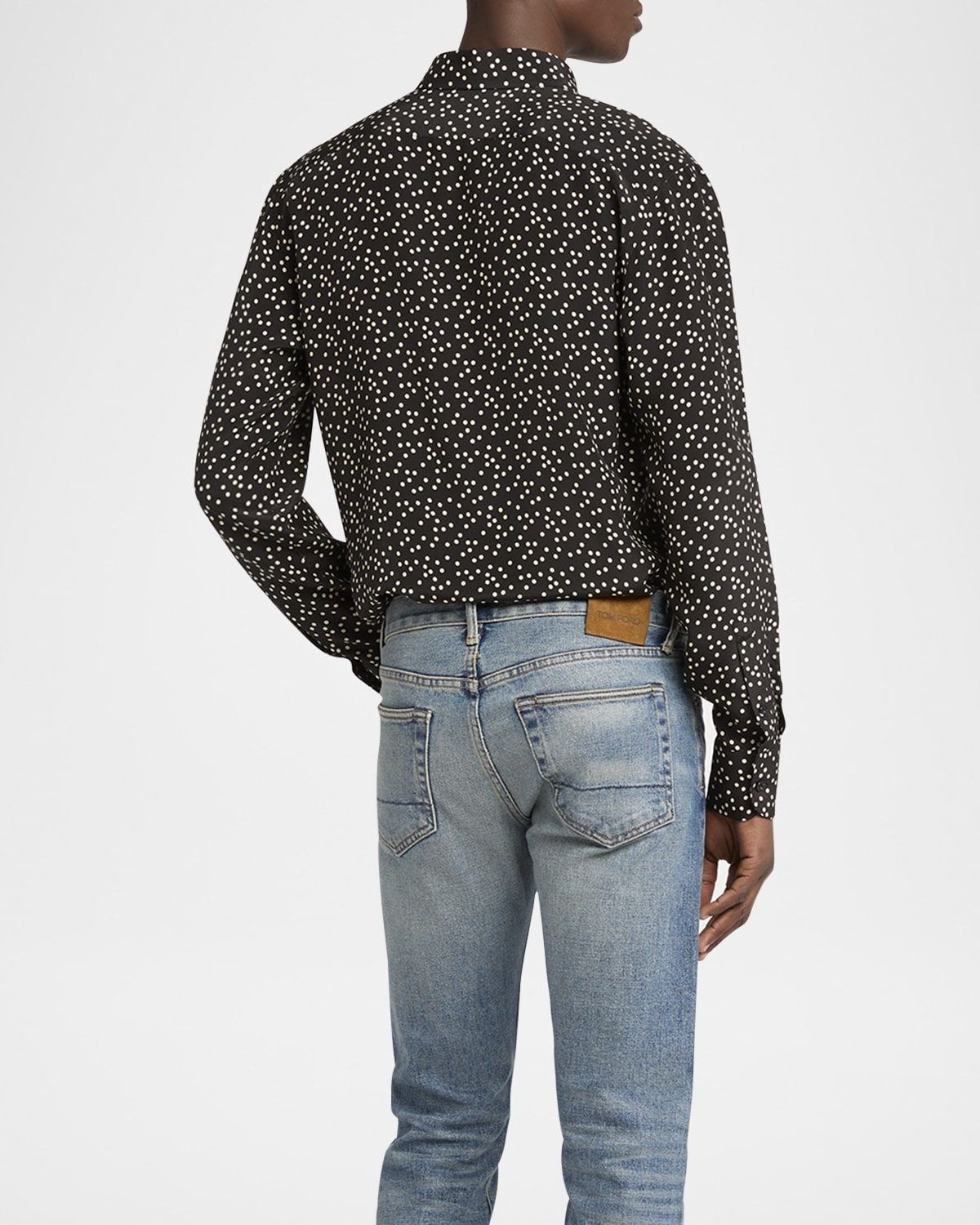 TOM FORD Men's Crepe de Chine Polka Dot Sport Shirt