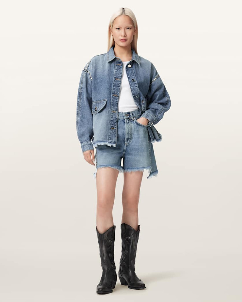 ALLSAINTS FRANKIE STUDDED DENIM SHORTS outlook