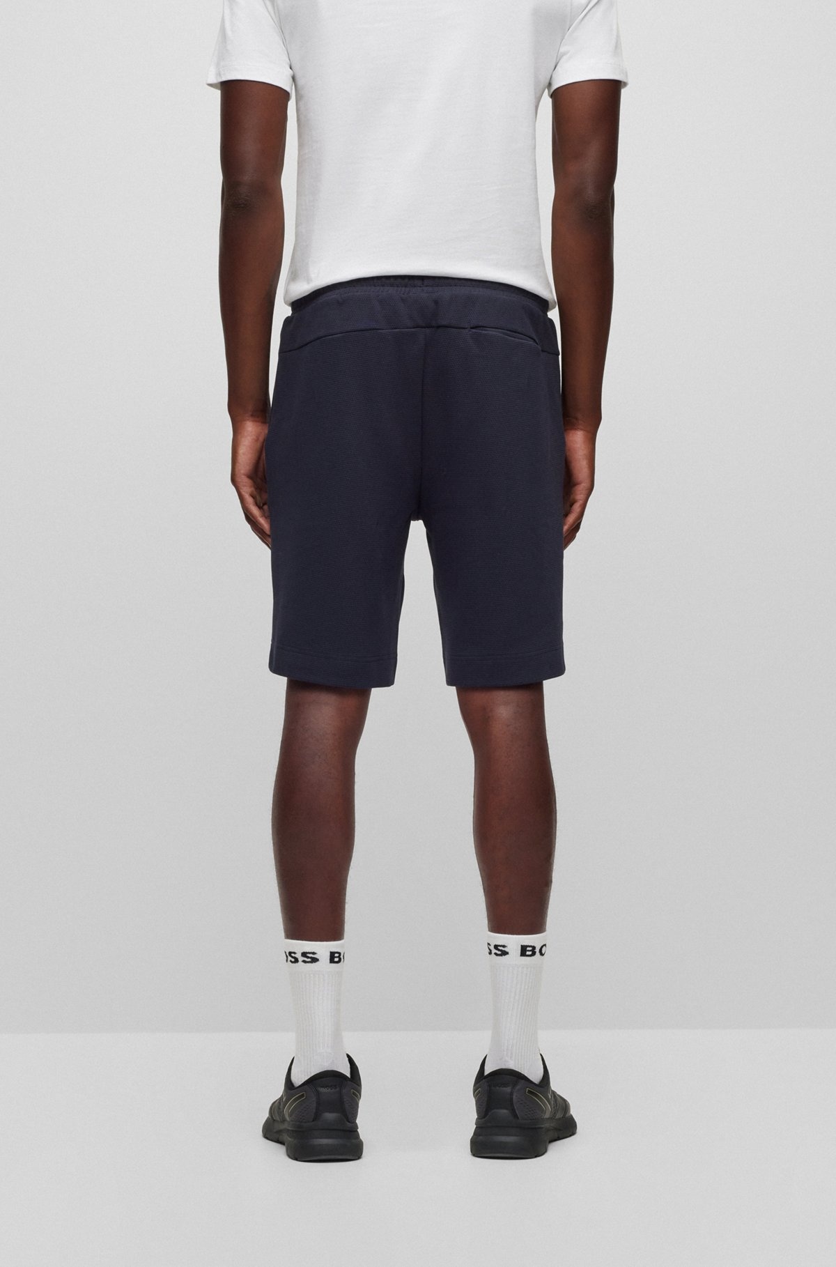 RELAXED-FIT COTTON SHORTS WITH MIRROR-EFFECT STRIPES - 5