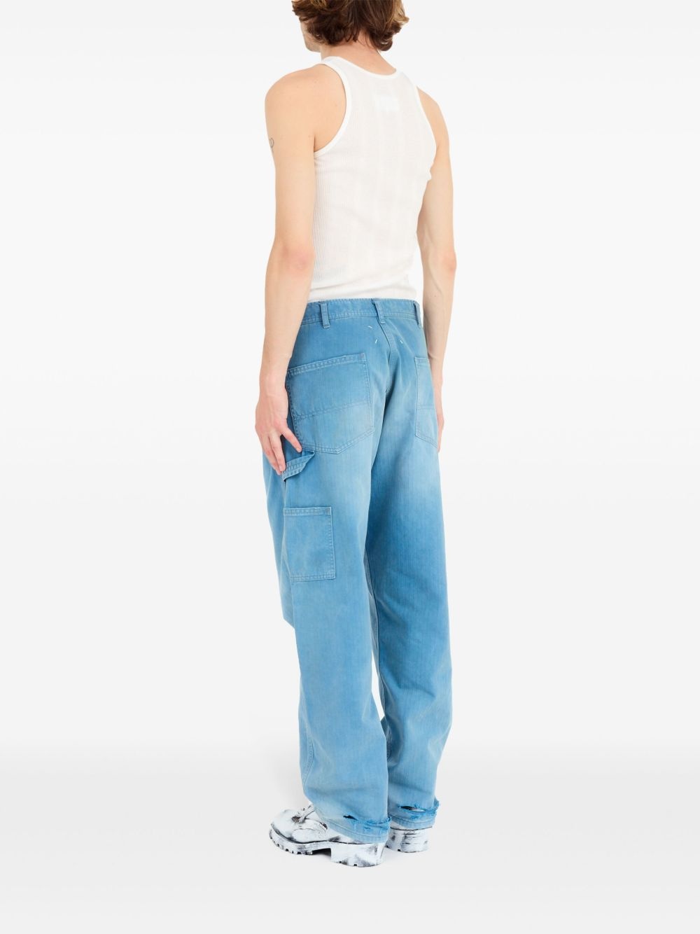 embroidered-logo drop-crotch wide-leg jeans - 5