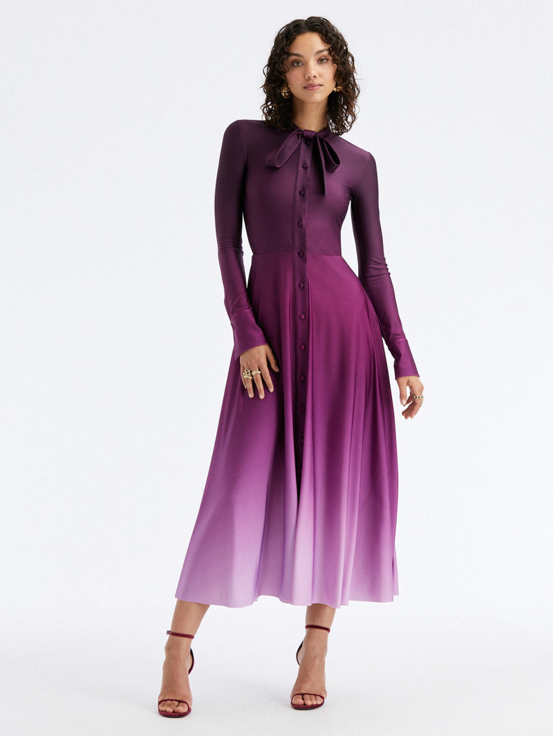 BUTTON FRONT OMBRÉ JERSEY DRESS - 1