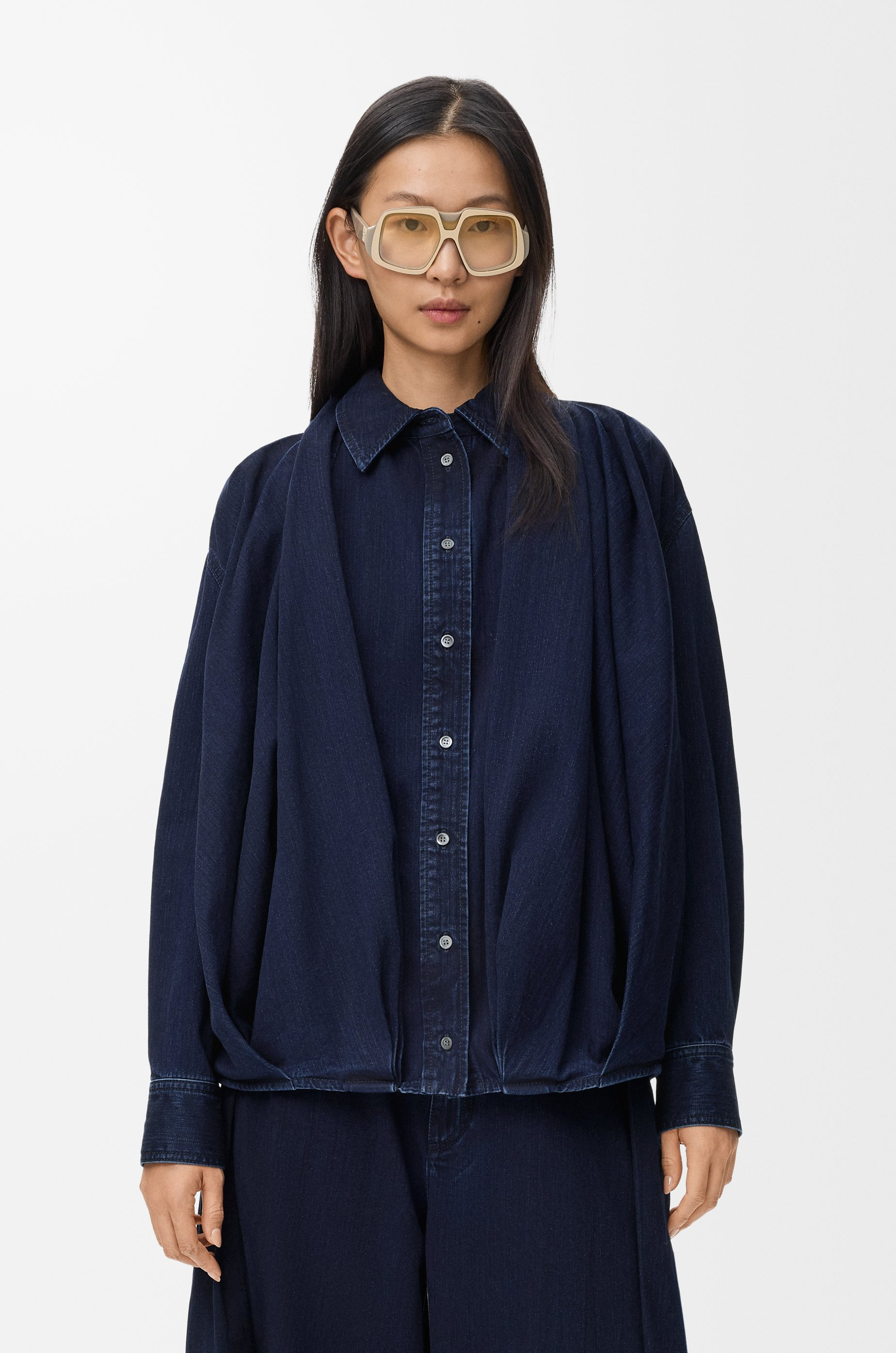 Draped shirt in denim - 3