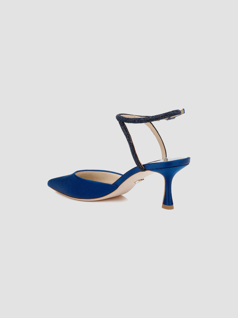 Women's Autumn 65MM Embellished Satin Pumps - Blue 3