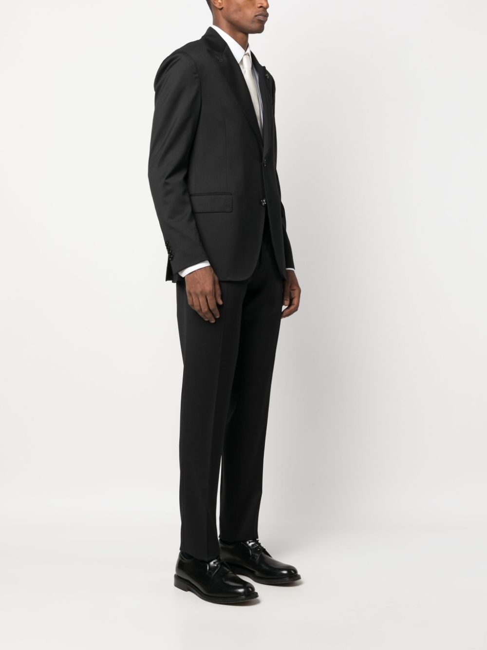 single-breasted two-piece wool suit - 3