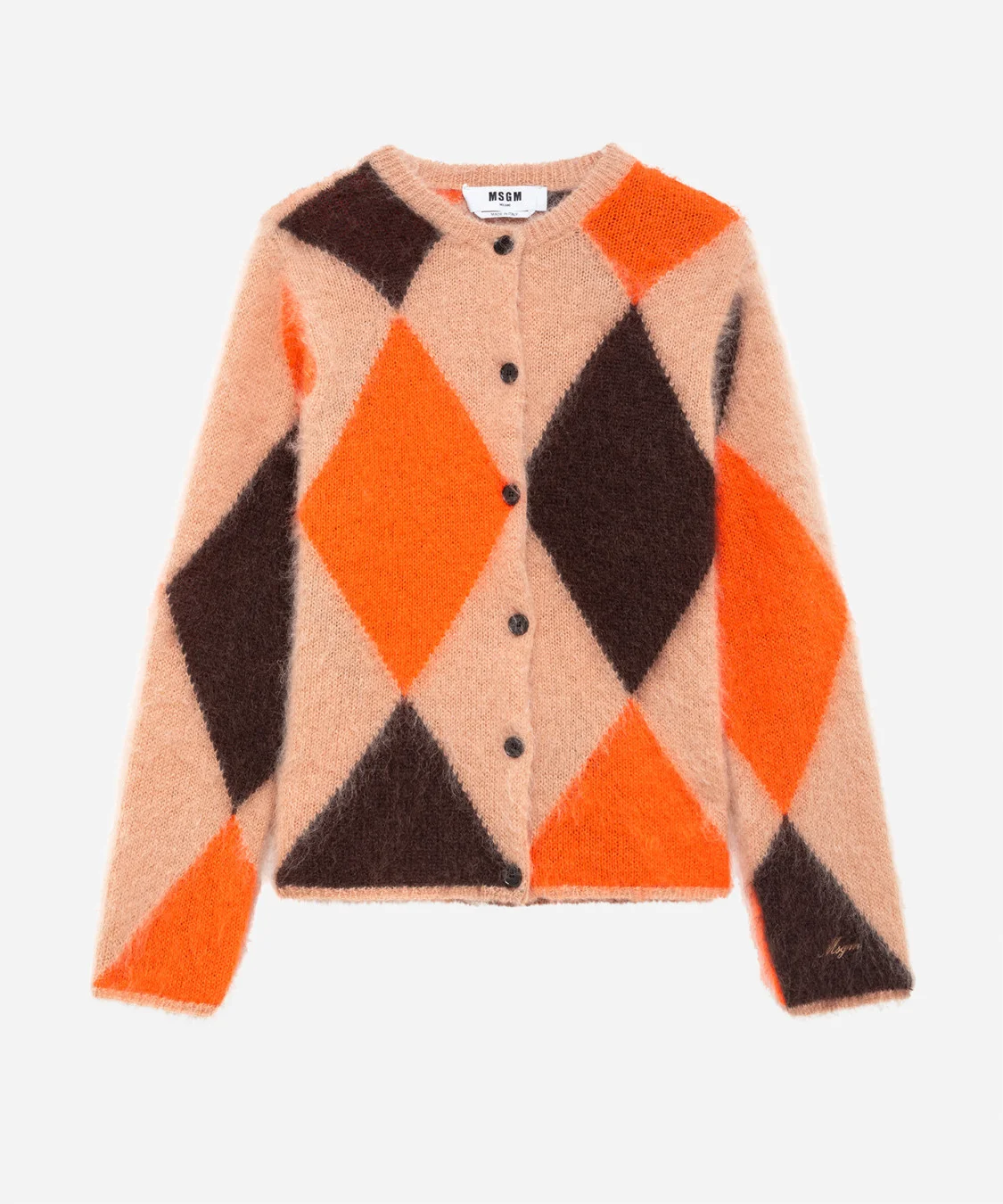Mohair blend cardigan with argyle pattern - 1