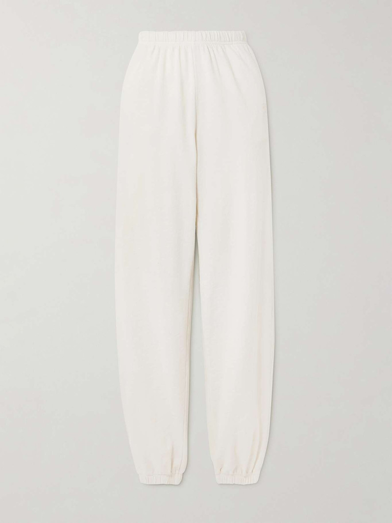 Vinny embroidered tapered cotton-jersey track pants Beige - 1