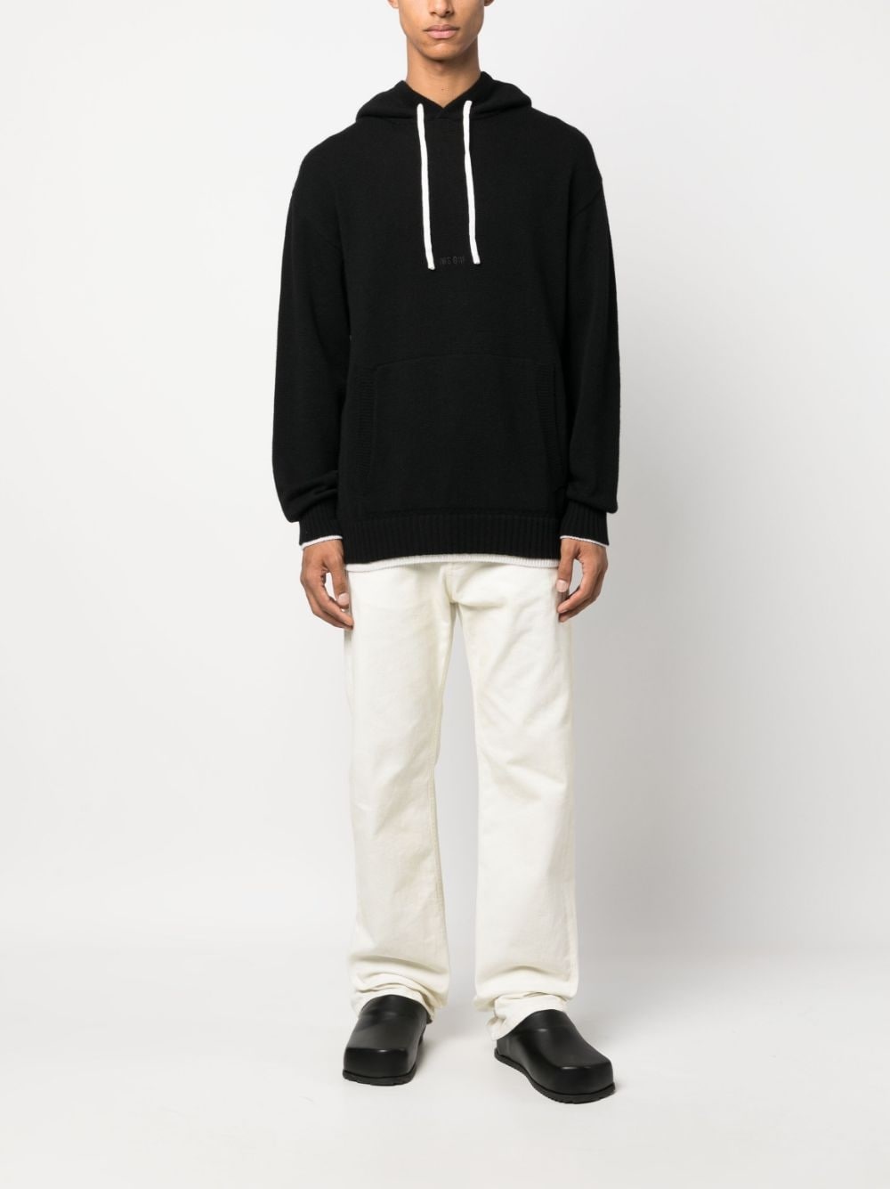 contrasting trim drawstring hoodie - 2