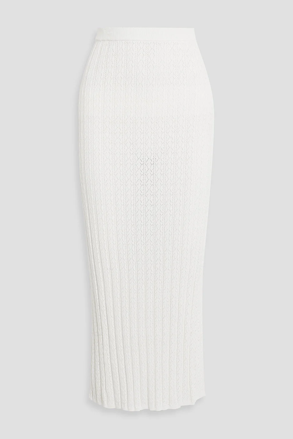 Dera ribbed pointelle-knit midi skirt - 1