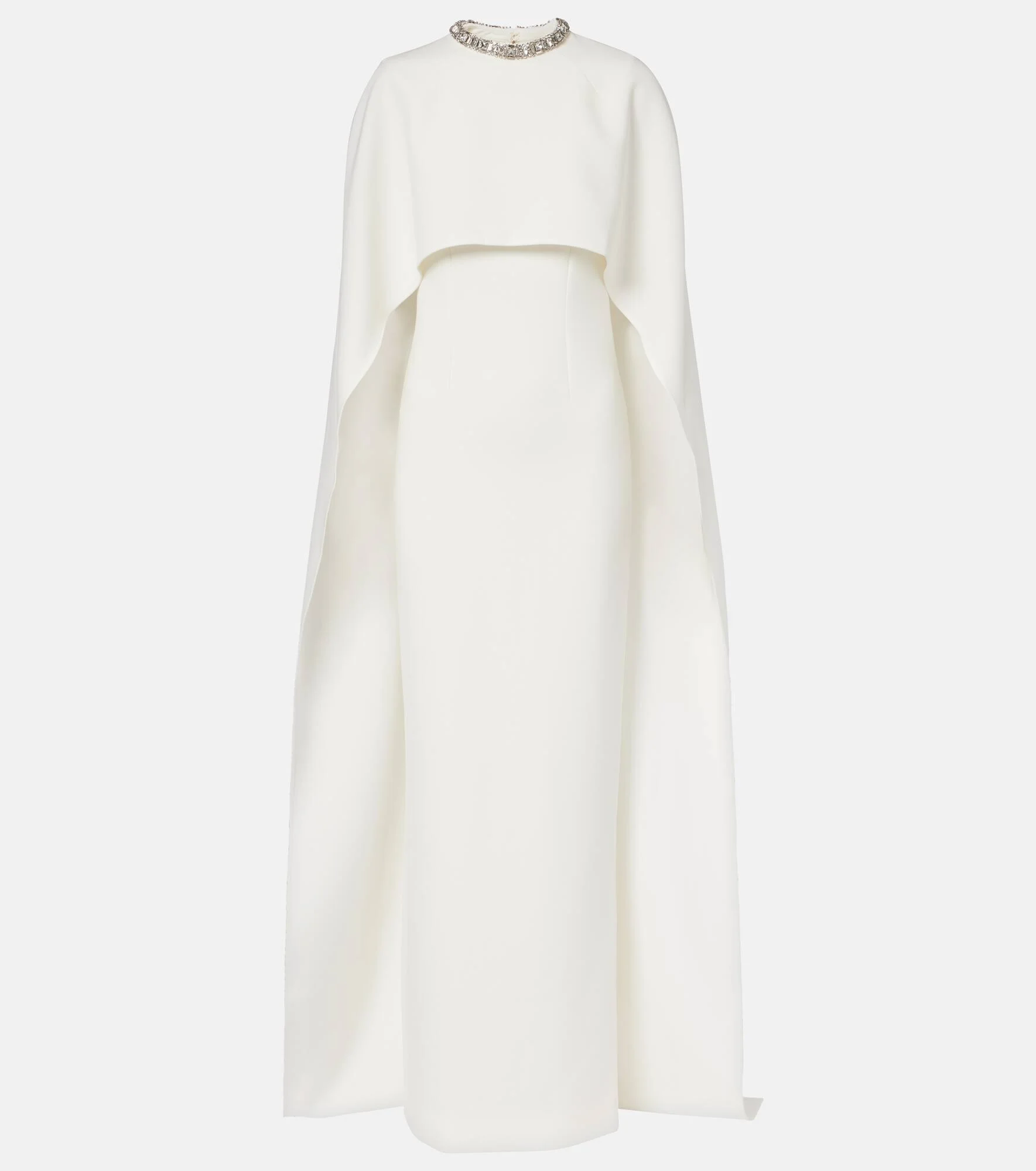 Crystal-embellished caped crêpe gown - 1