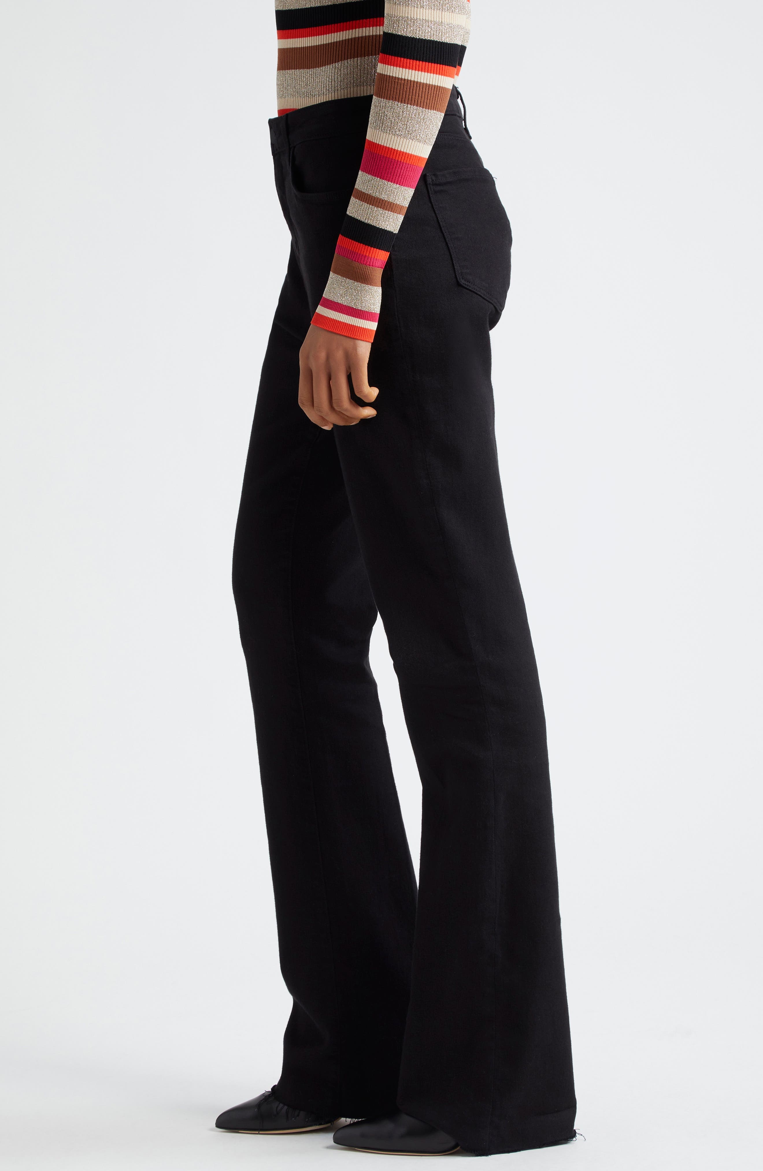 L'AGENCE Ruth High Rise Straight Leg Jeans in Black at Nordstrom - 4