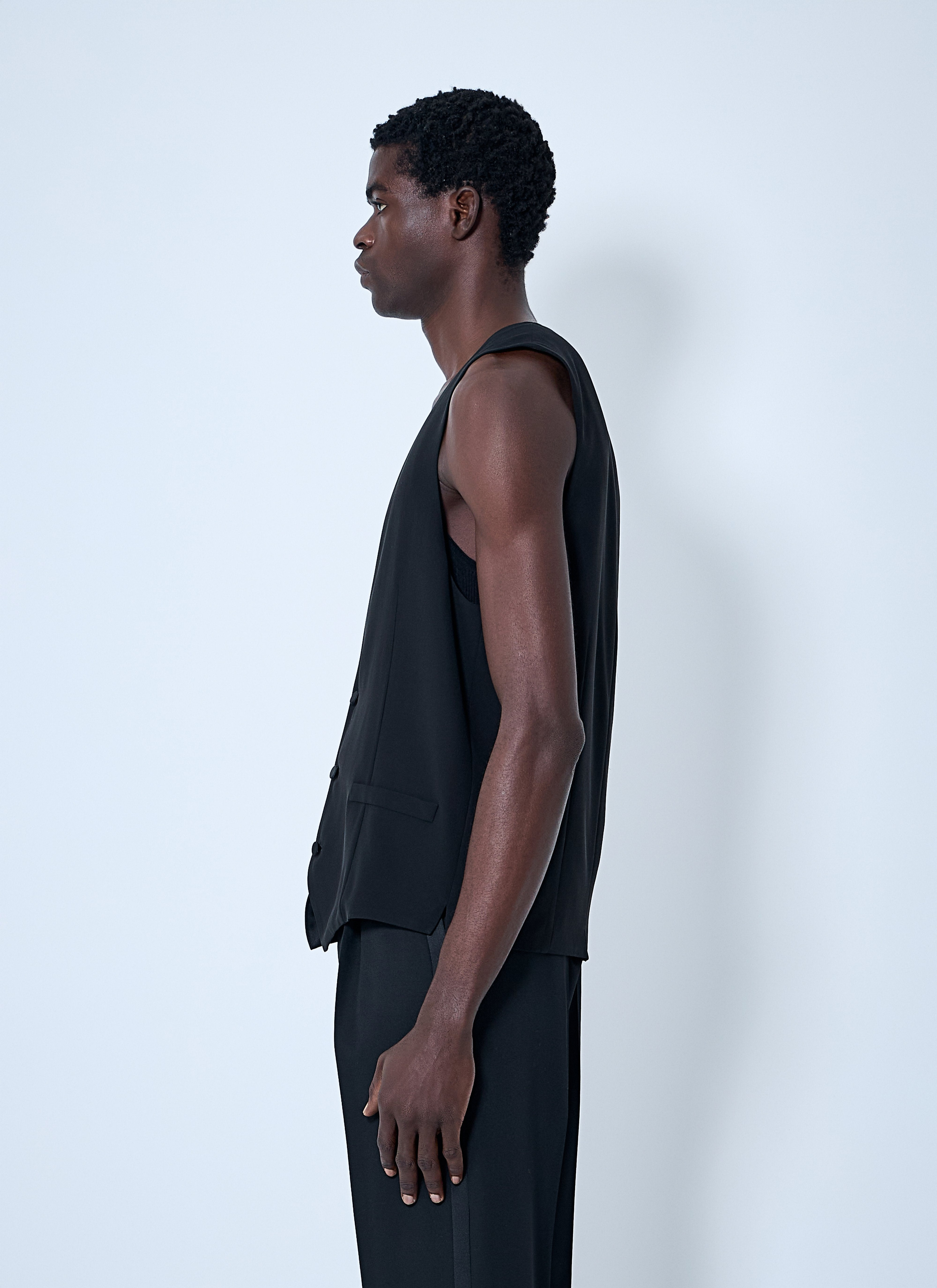 Saint Laurent Men Silk Crepe Waistcoat - 3