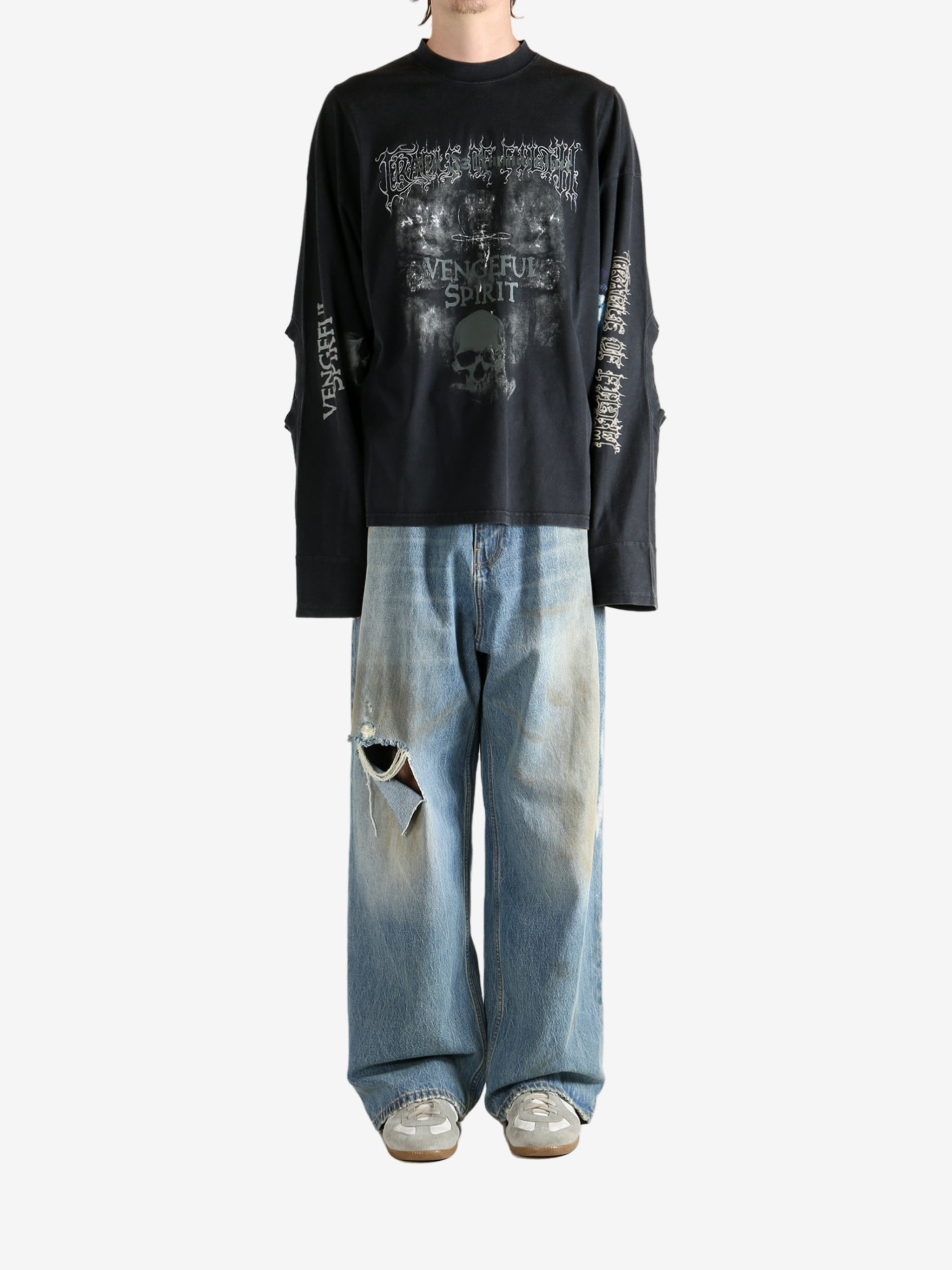 VETEMENTS - Men Cof Spirit Cut-Up Longsleeve T-Shirt - 4