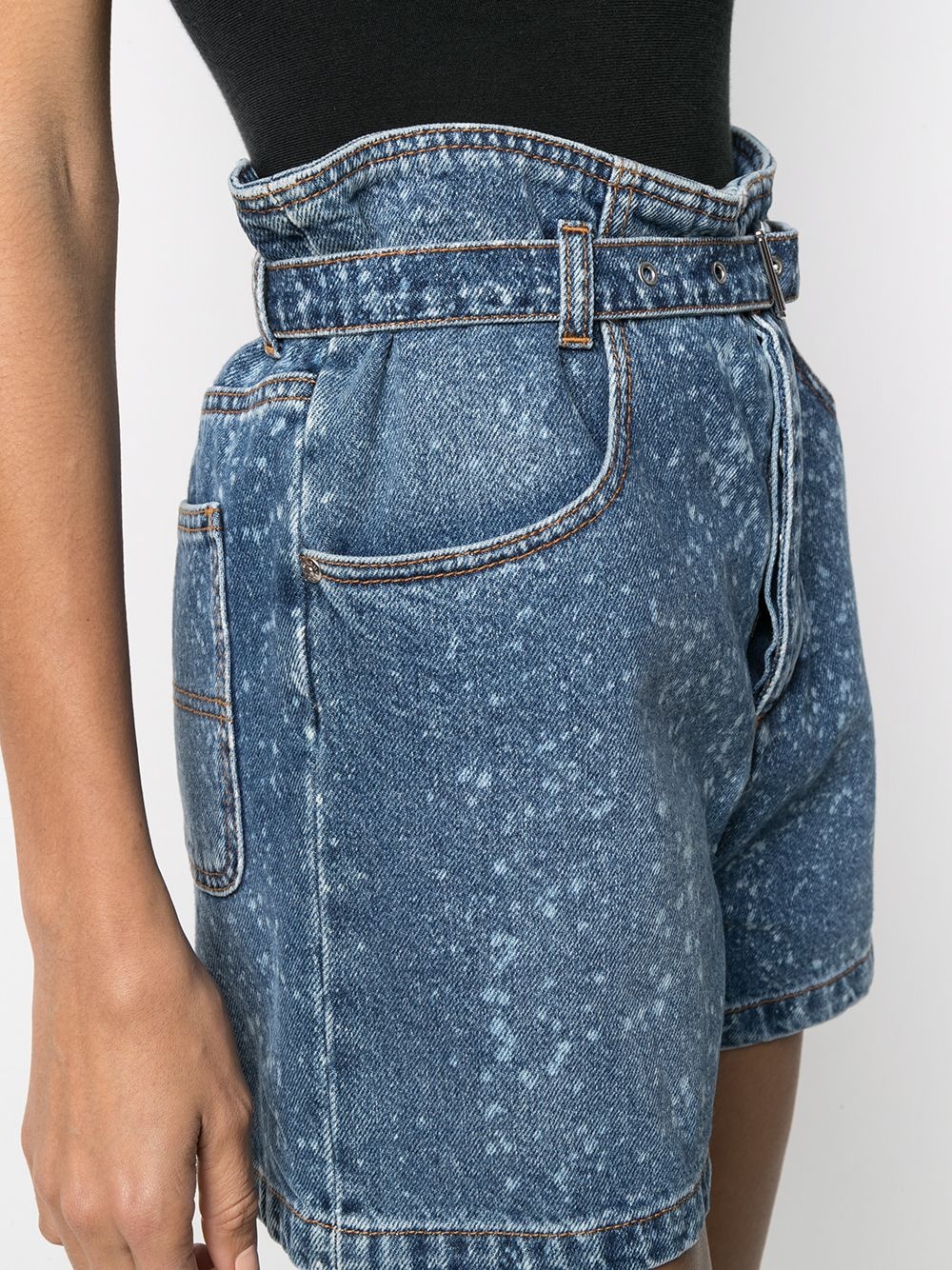 paint-splatter print denim shorts - 5