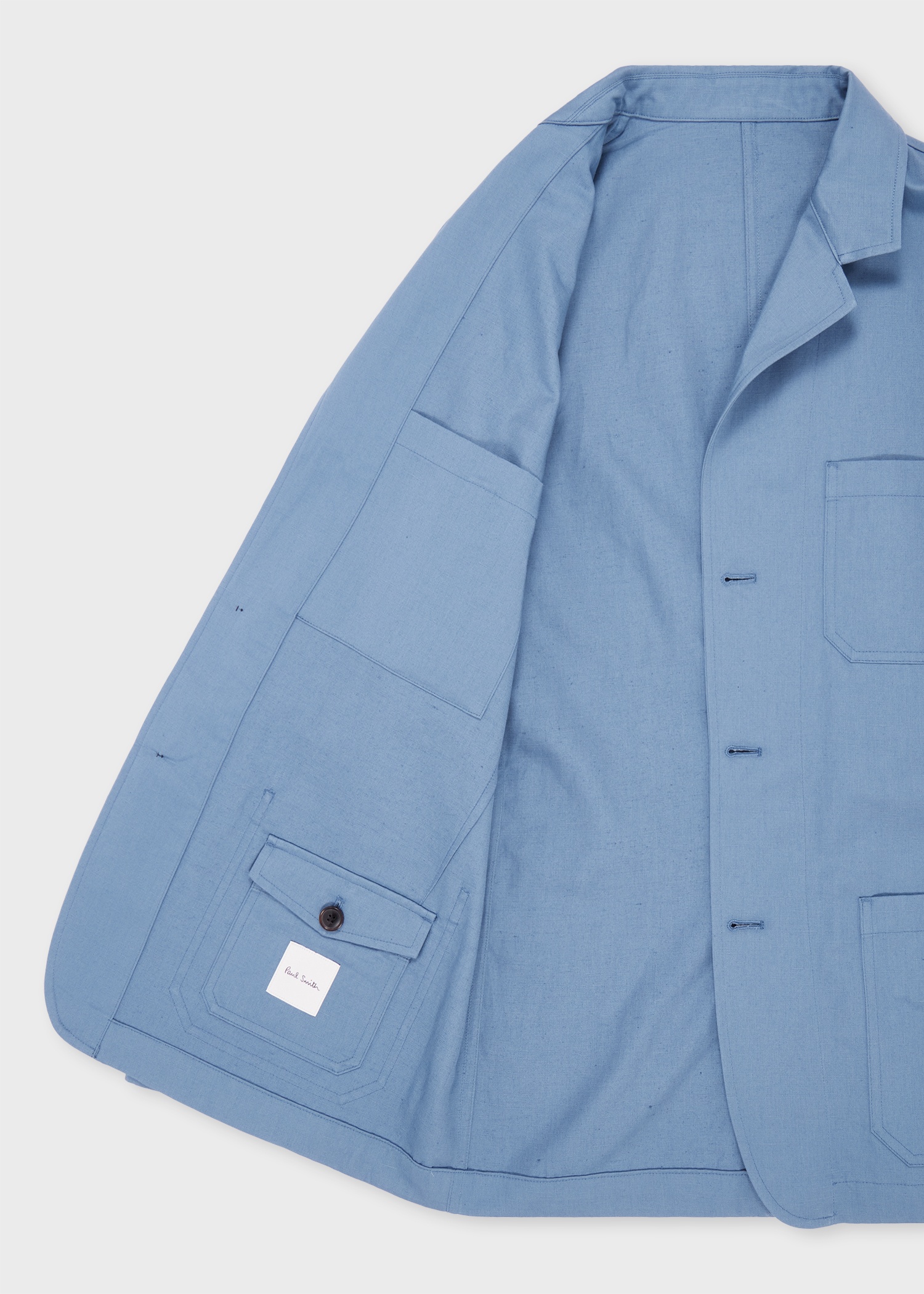 Light Blue Cotton-Linen Twill Work Jacket - 4