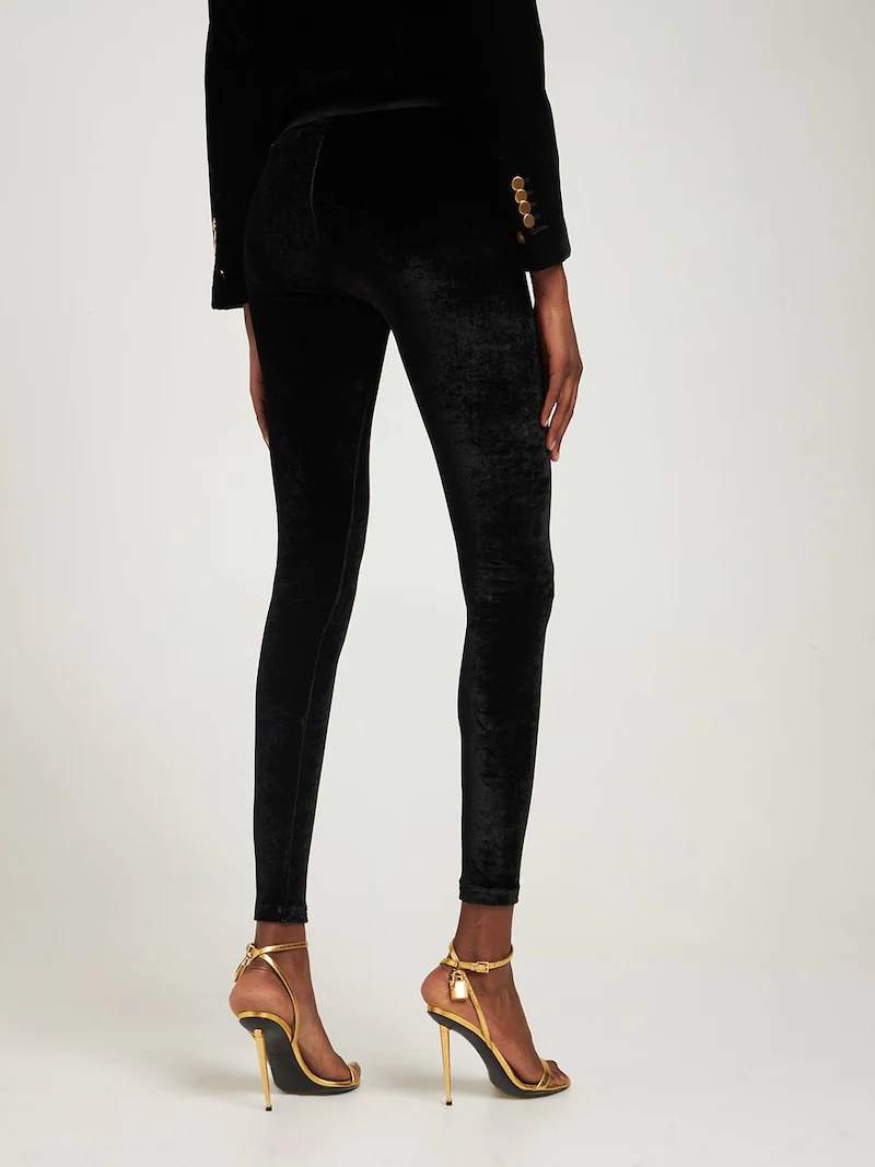 LOGO STRETCH VELVET LEGGINGS - 3