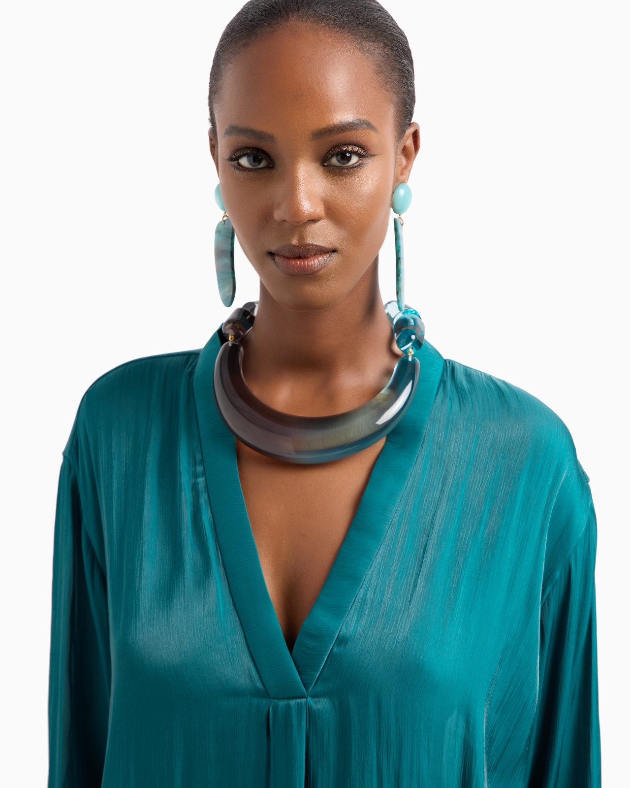 LONG SHIRT IN SHINY FABRIC - 5