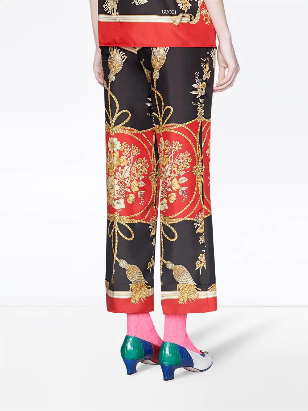 Silk pant with flowers and tassels - 4