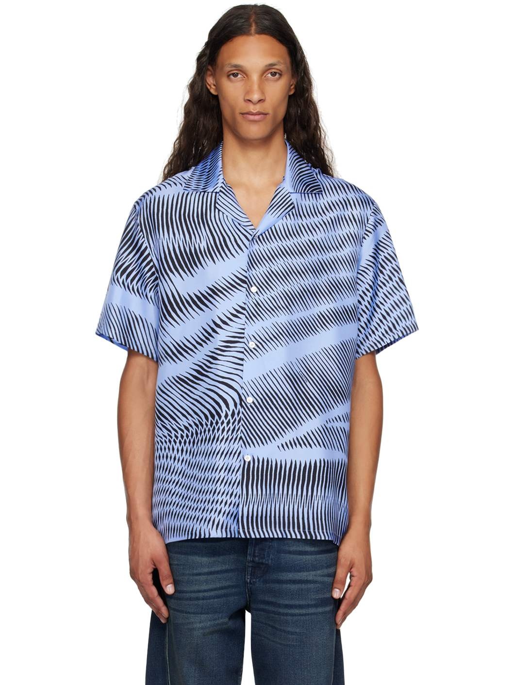 Blue & Black Silk Shirt - 1
