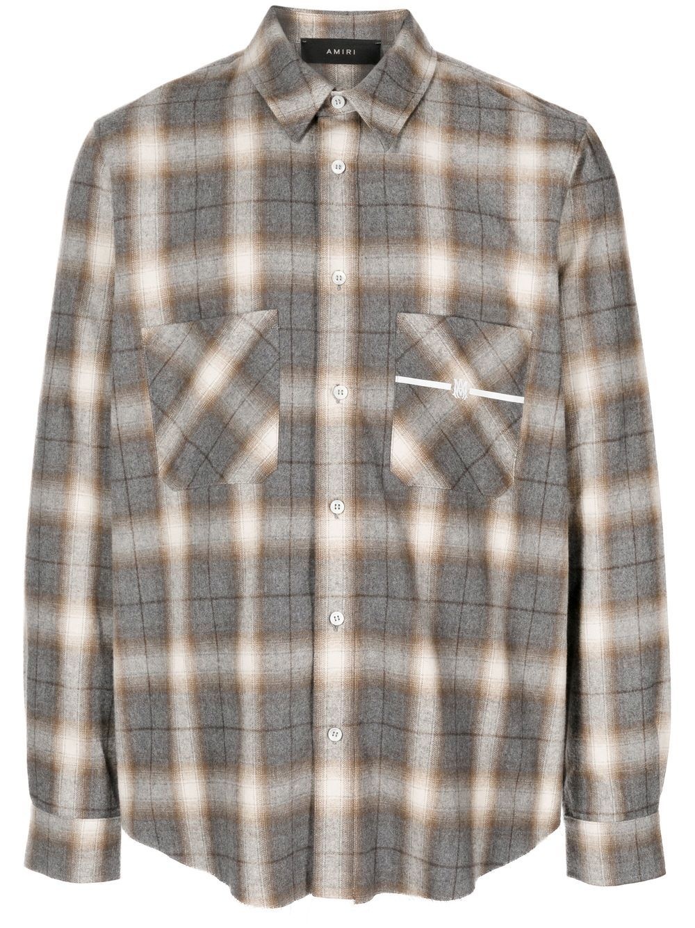 tartan-check logo-print shirt - 1