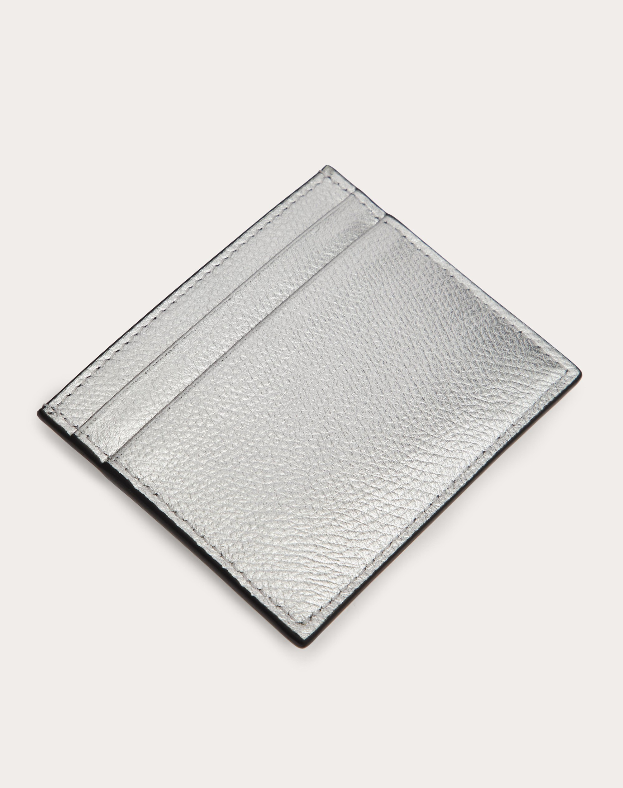 VLOGO SIGNATURE METALLIC GRAINY CALFSKIN CARDHOLDER - 3