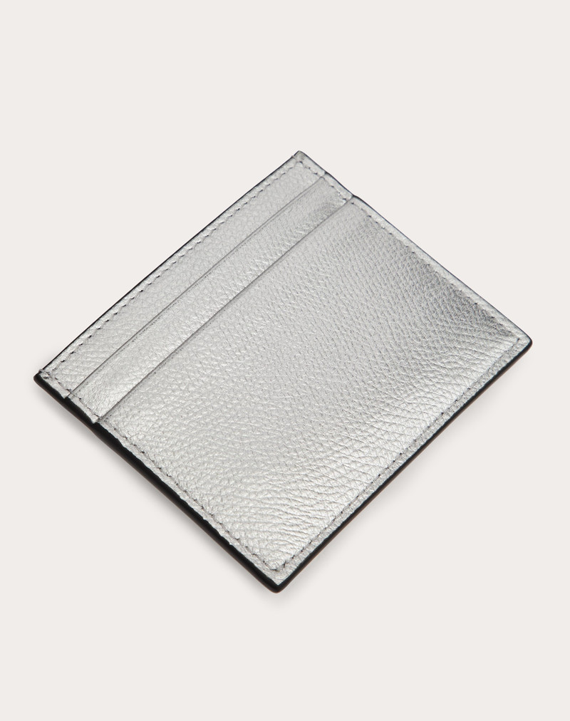 VLOGO SIGNATURE METALLIC GRAINY CALFSKIN CARDHOLDER 3