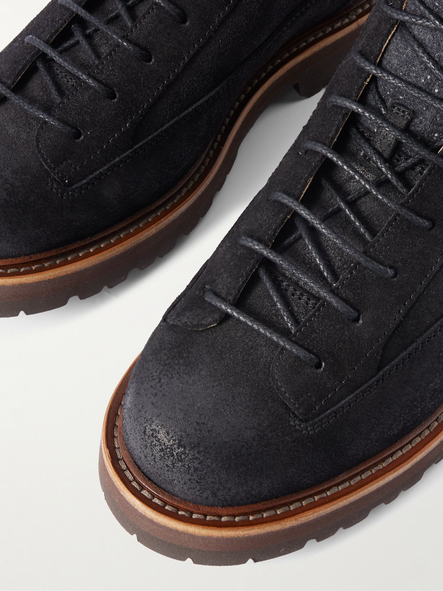 Waxed-Suede Hiking Boots Black - 5