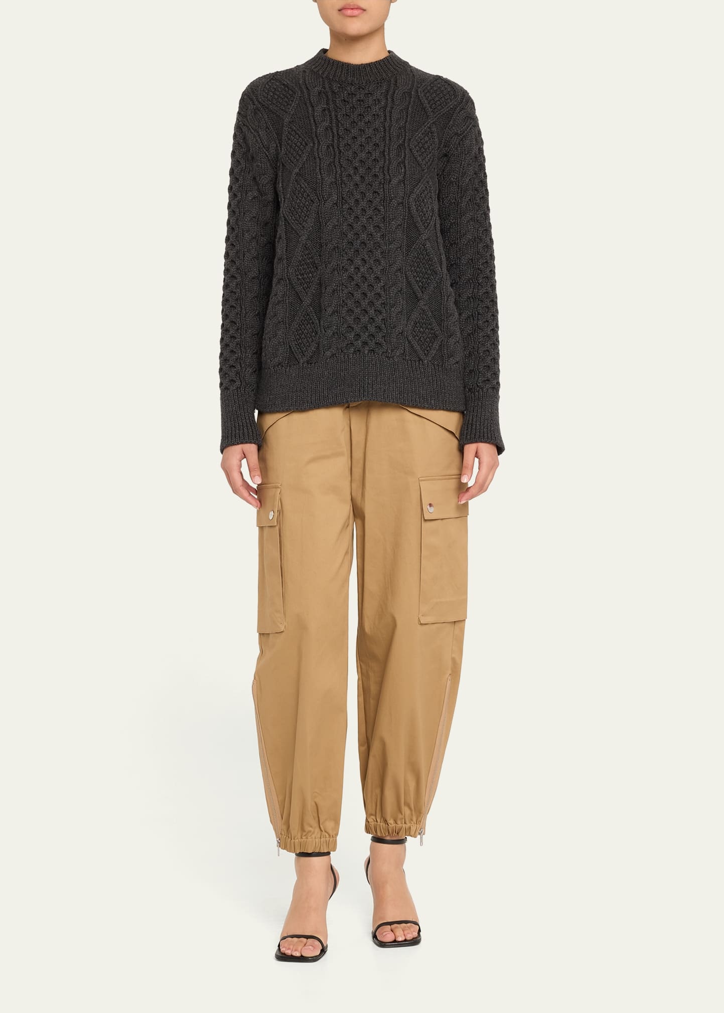Oversized Cable Wool Sweater - 2