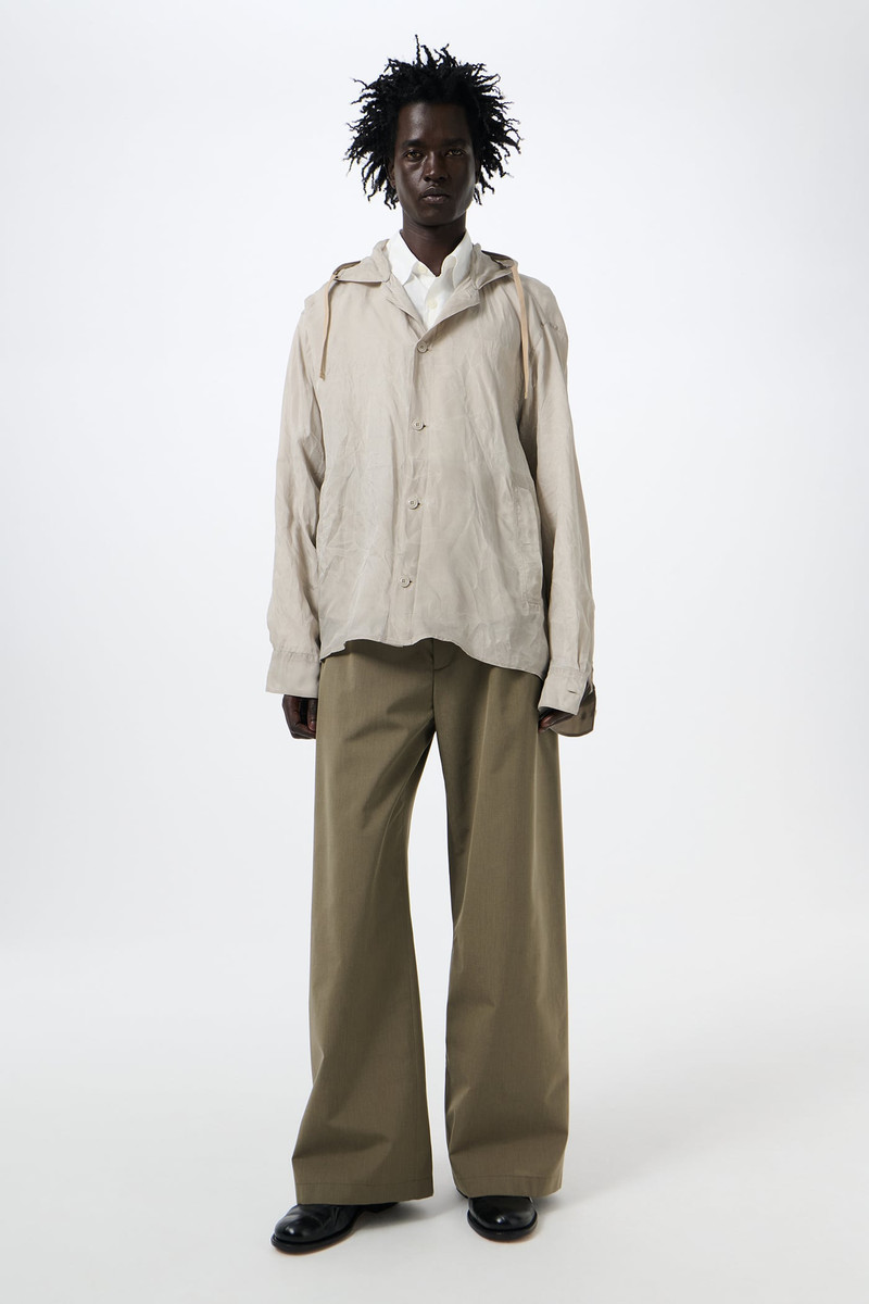 Our Legacy Rover Shirt Ghost Grey Wax Dipped Cupro outlook