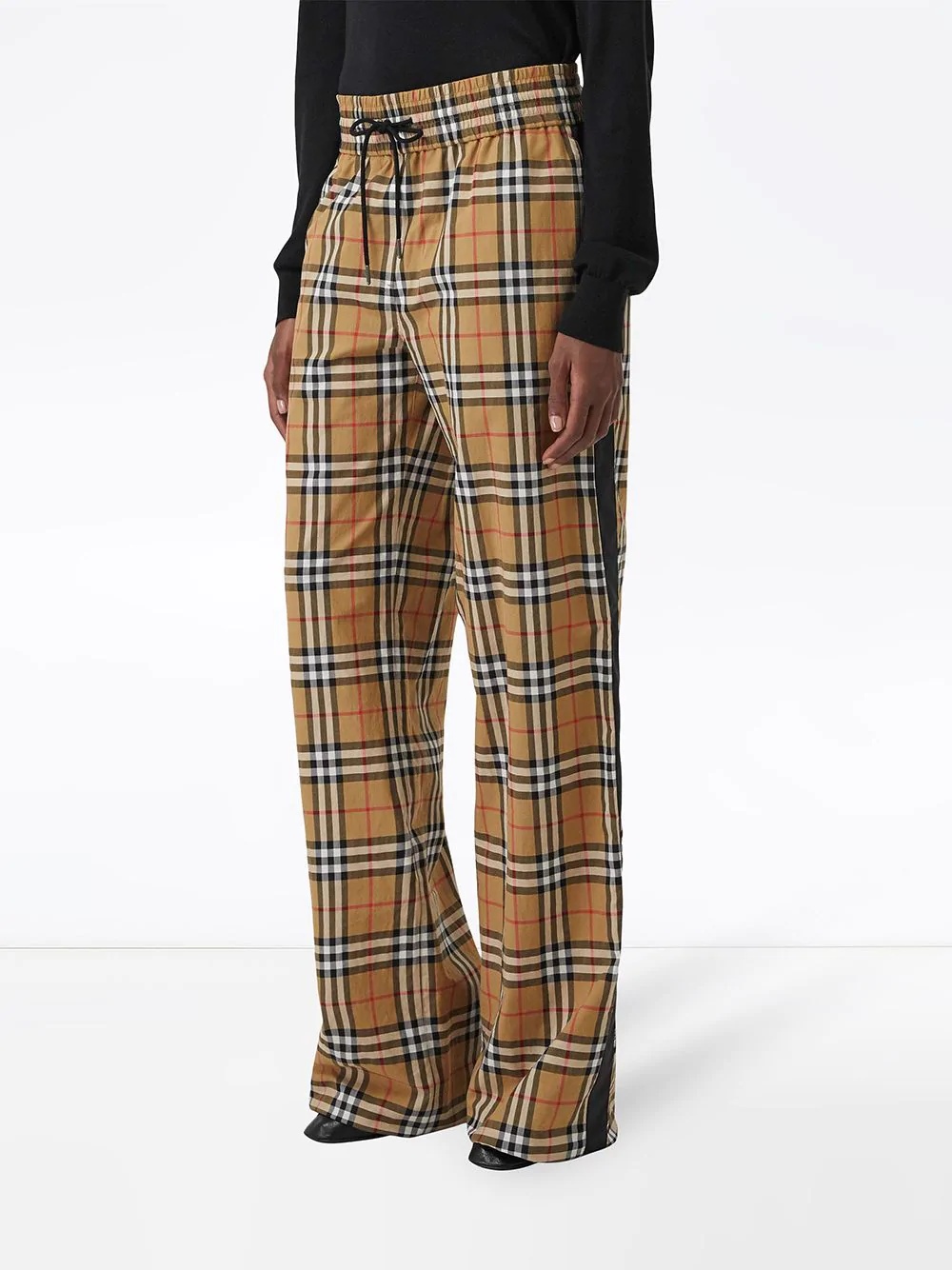 Vintage Check satin trim trousers - 3