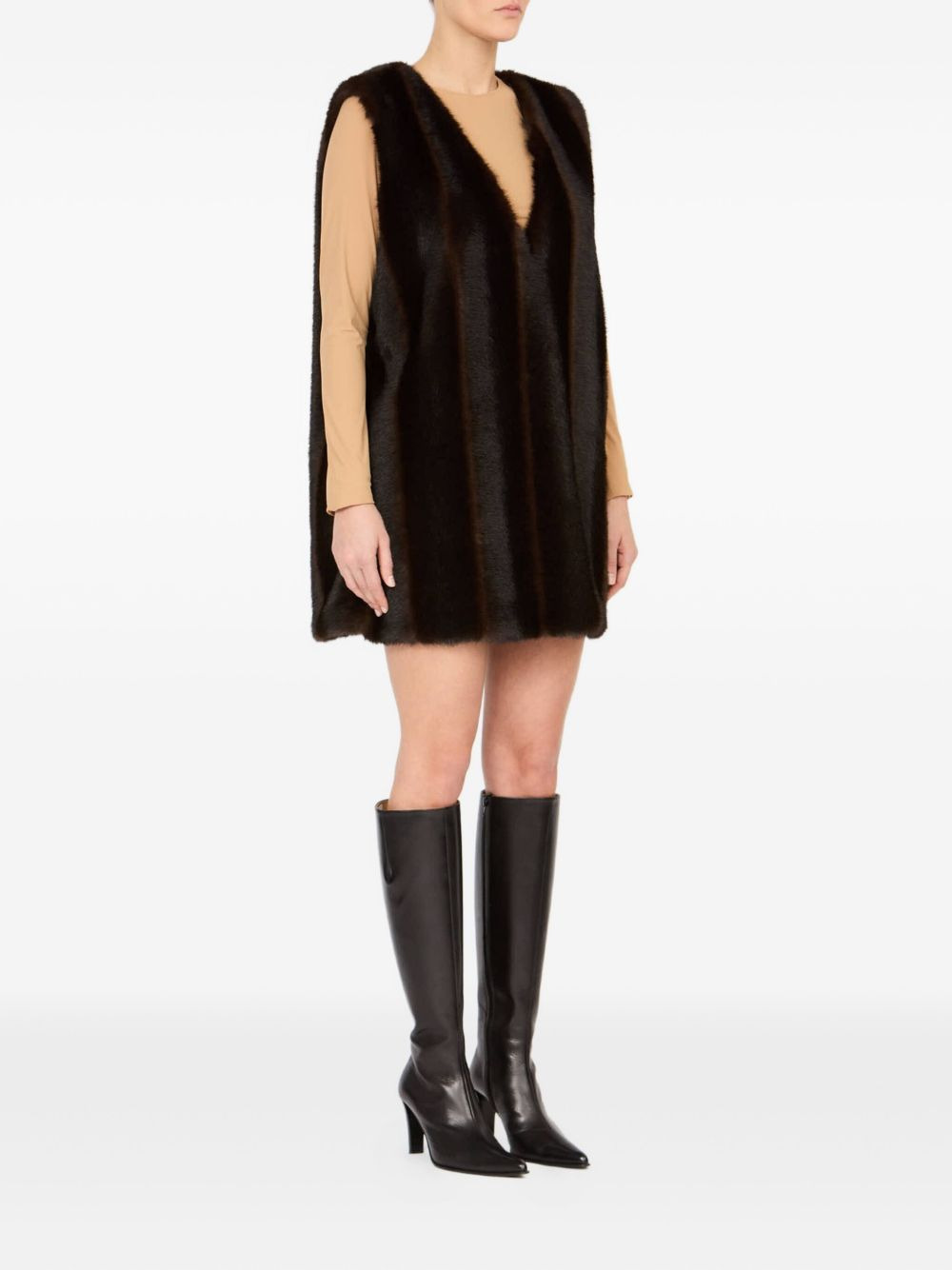 faux-fur mini dress - 3