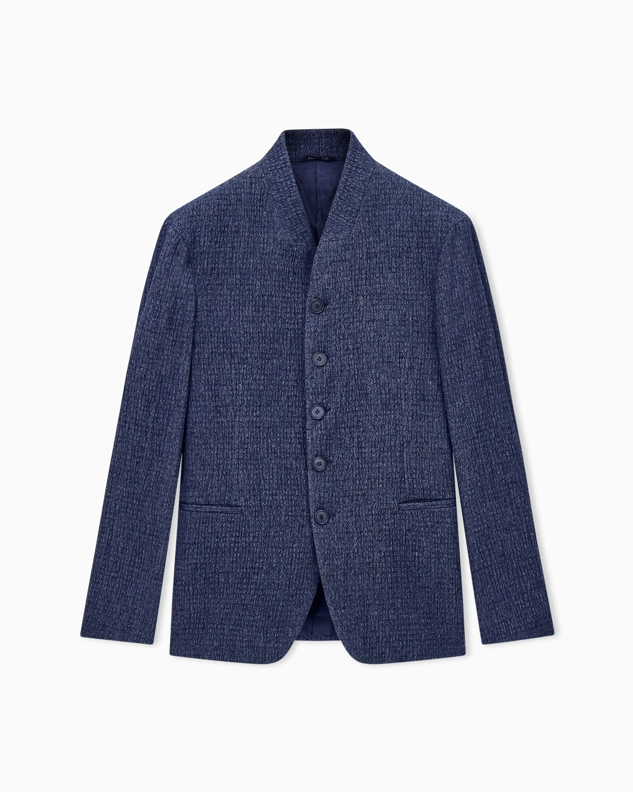BLAZER REGULAR FIT DENIM-EFFECT FROISSÉ WOOL SILK CASHMERE - 1