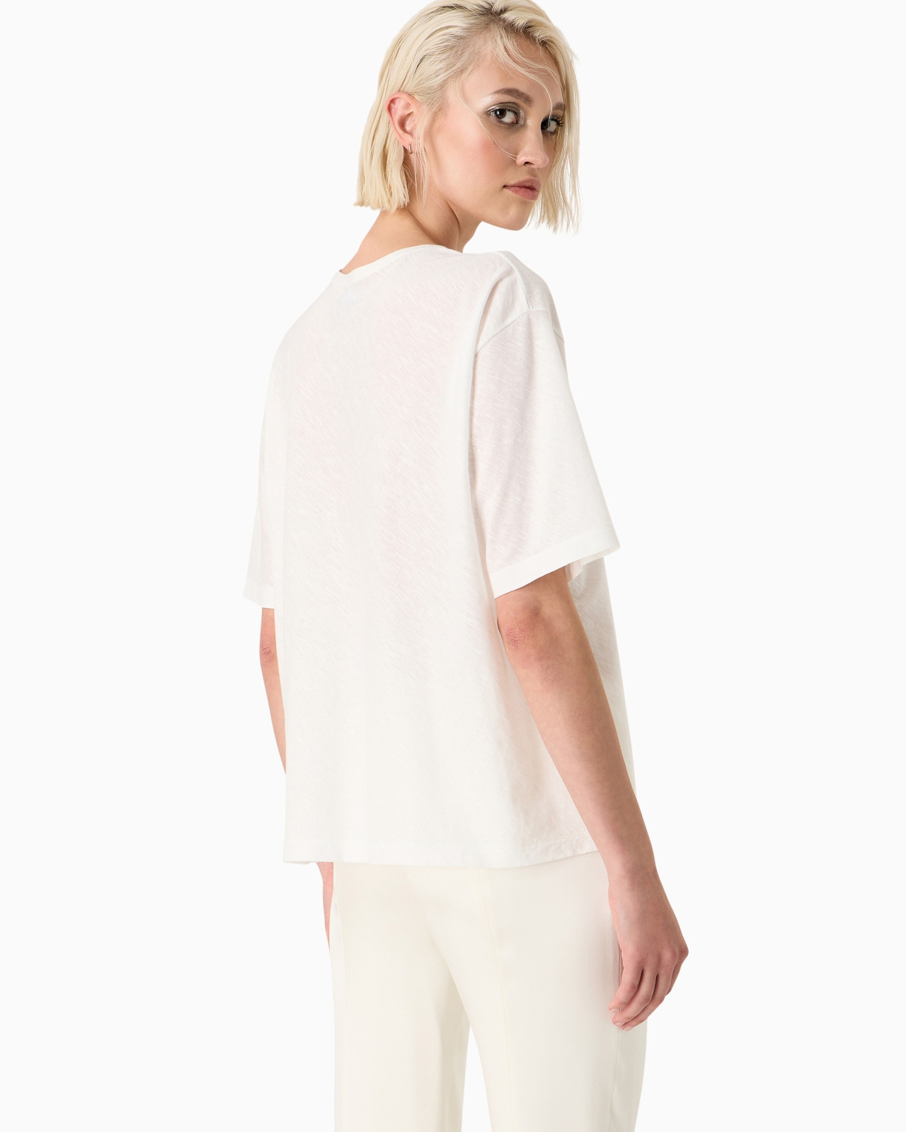 Embroidered crew-neck T-shirt in pure cotton jersey - 3