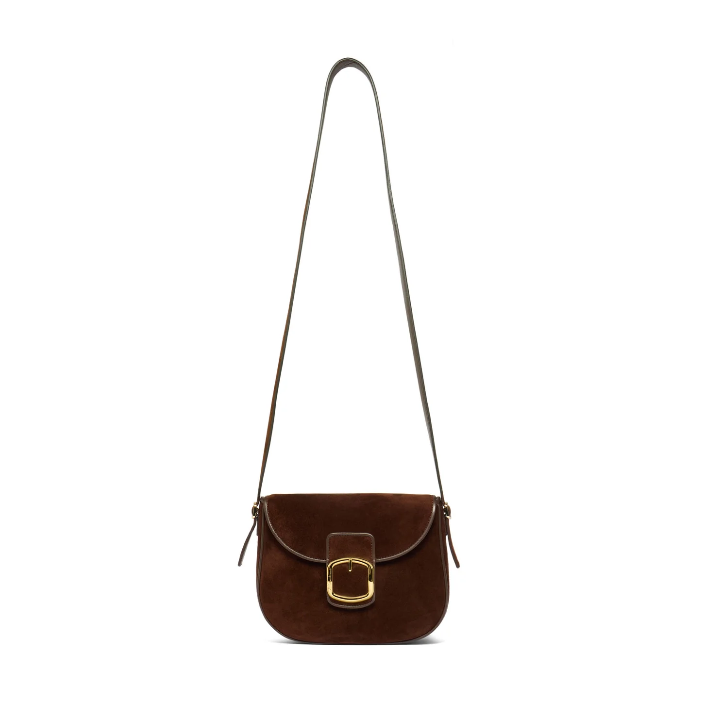 Dark brown suede crossbody bag - 1
