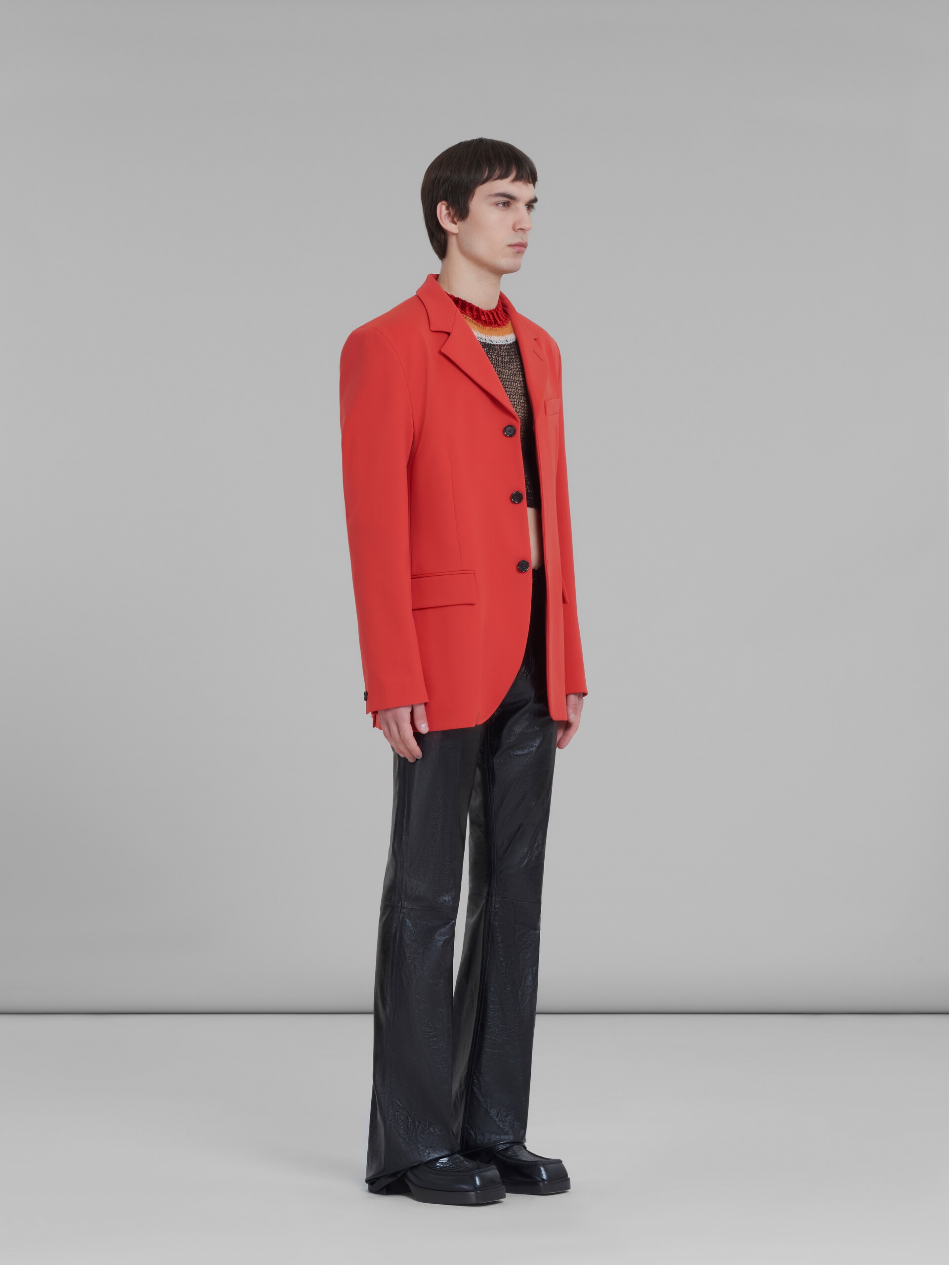 BLACK FLARED TROUSERS IN ULTRALIGHT NAPLAK LEATHER - 5