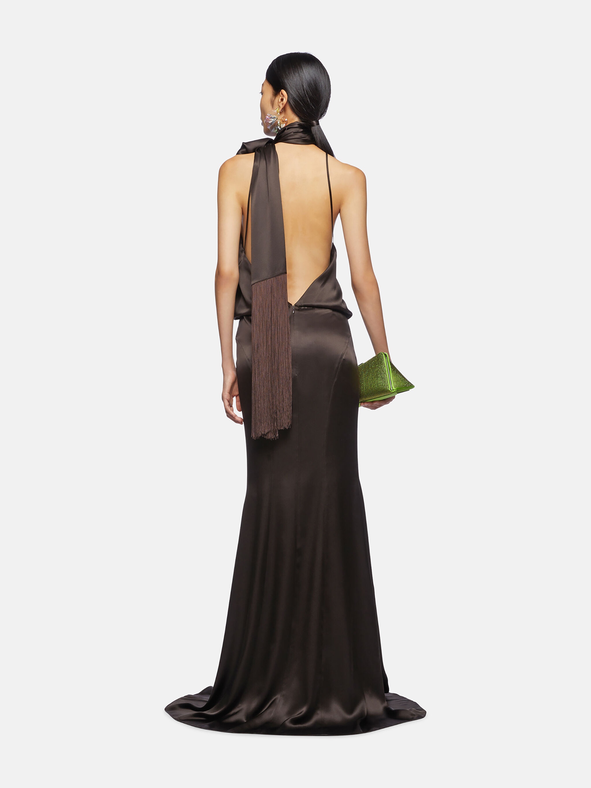 DARK BROWN LONG DRESS - 3