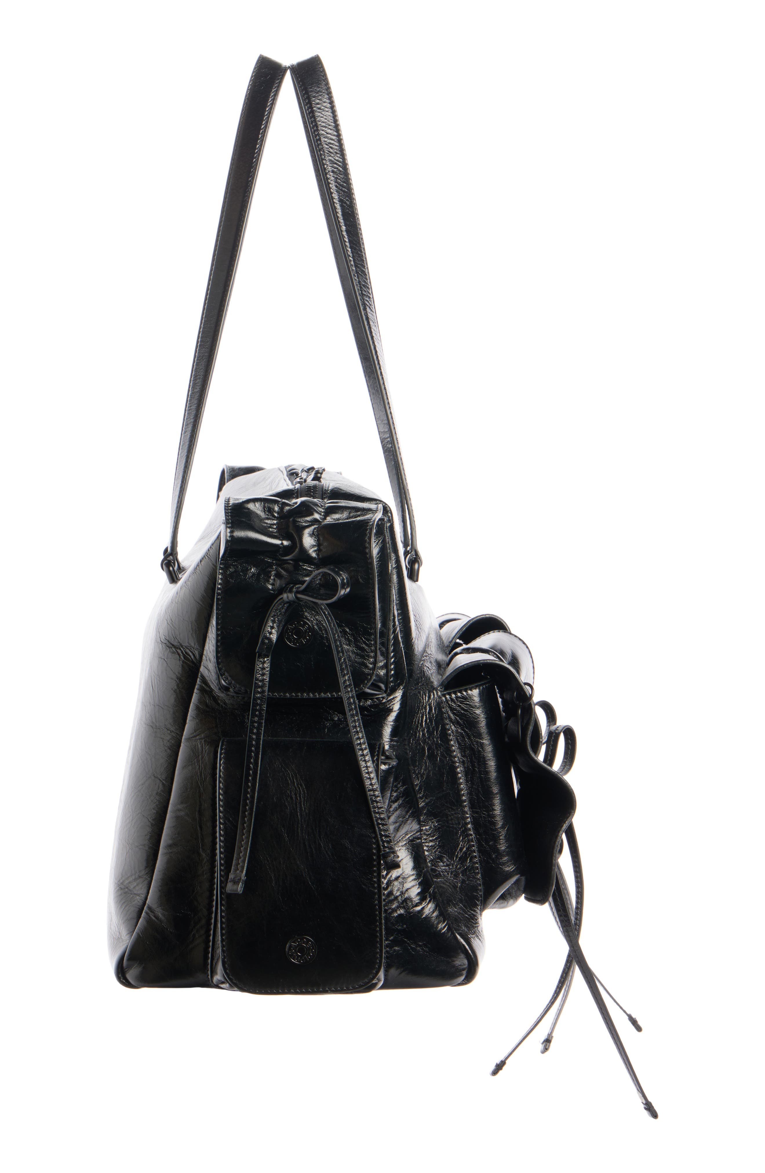 Acne Studios Multipocket Crinkled Leather Tote in Black at Nordstrom - 4