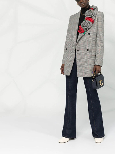 Dolce & Gabbana Glen plaid rose applique blazer outlook