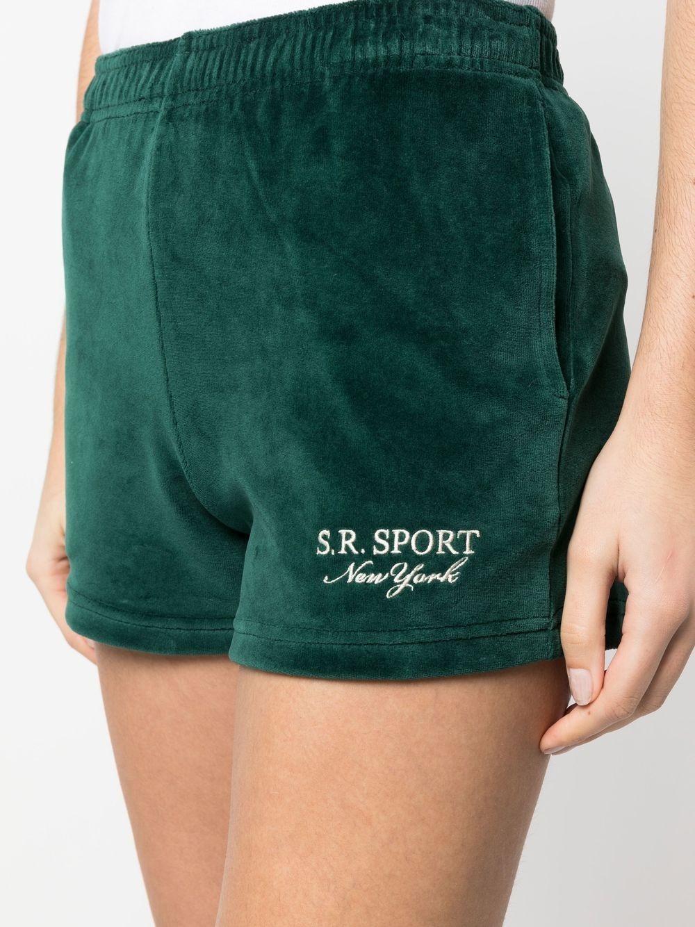 embroidered-logo velour shorts - 5