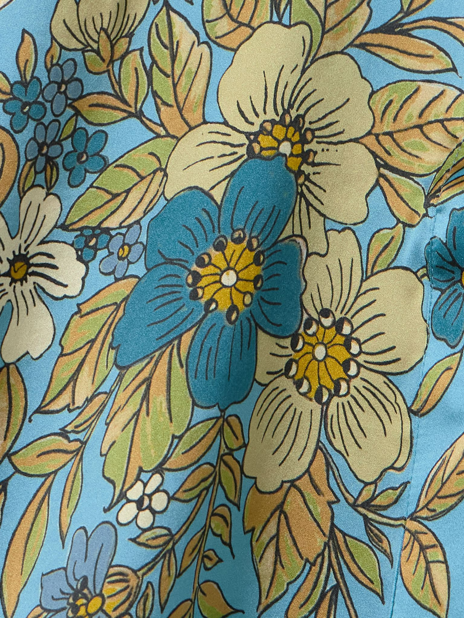 Cassie printed silk-satin shirt Blue - 4