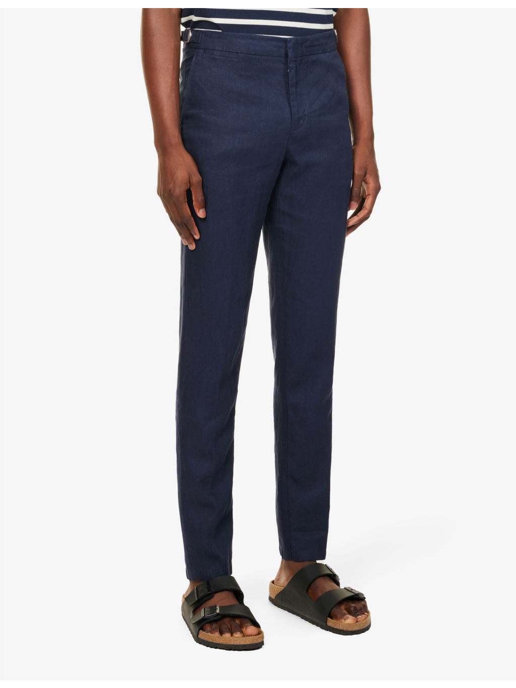 Griffon slim-fit straight-leg linen trousers - 3
