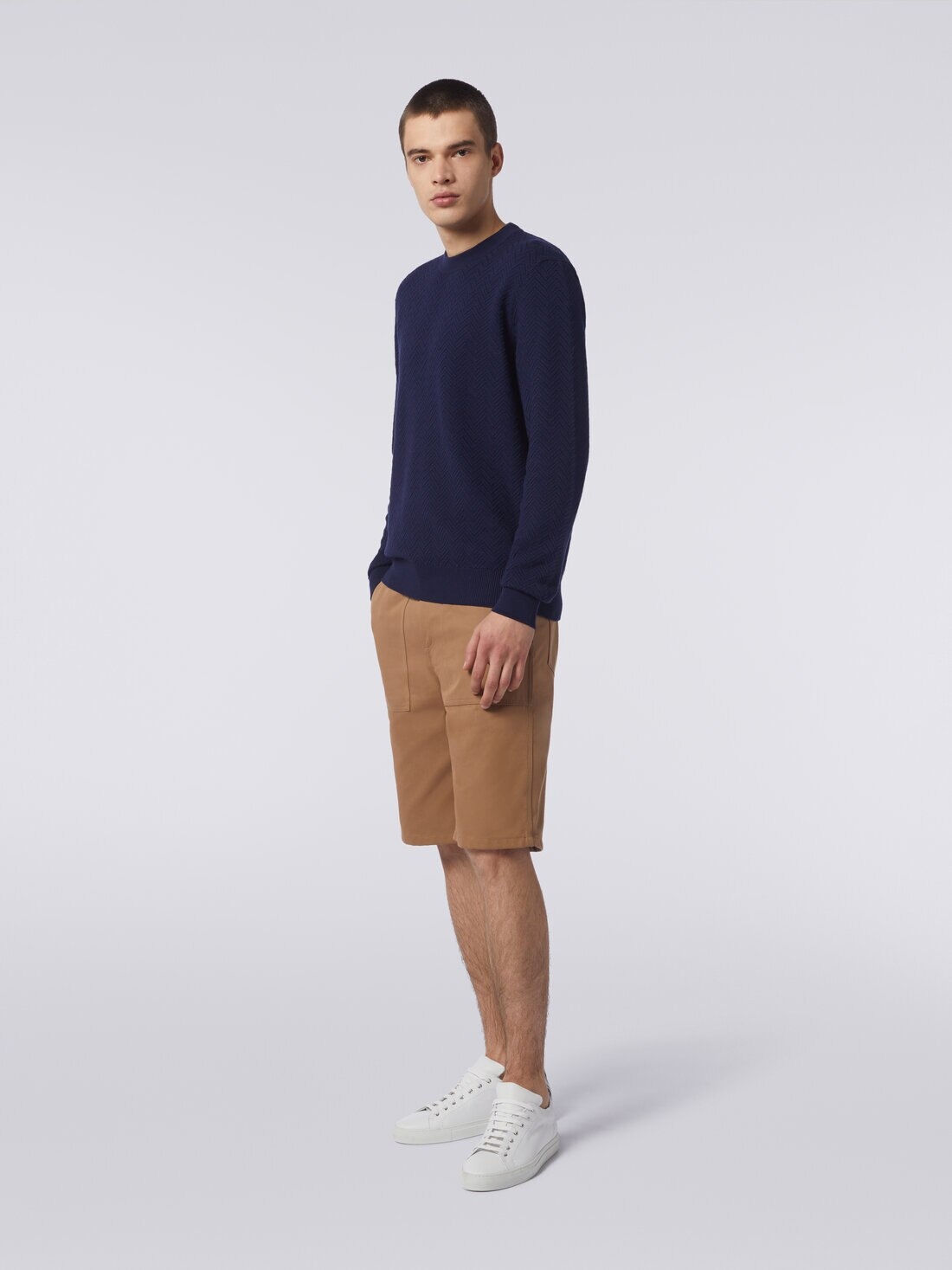 Cotton chevron crew-neck pullover - 3