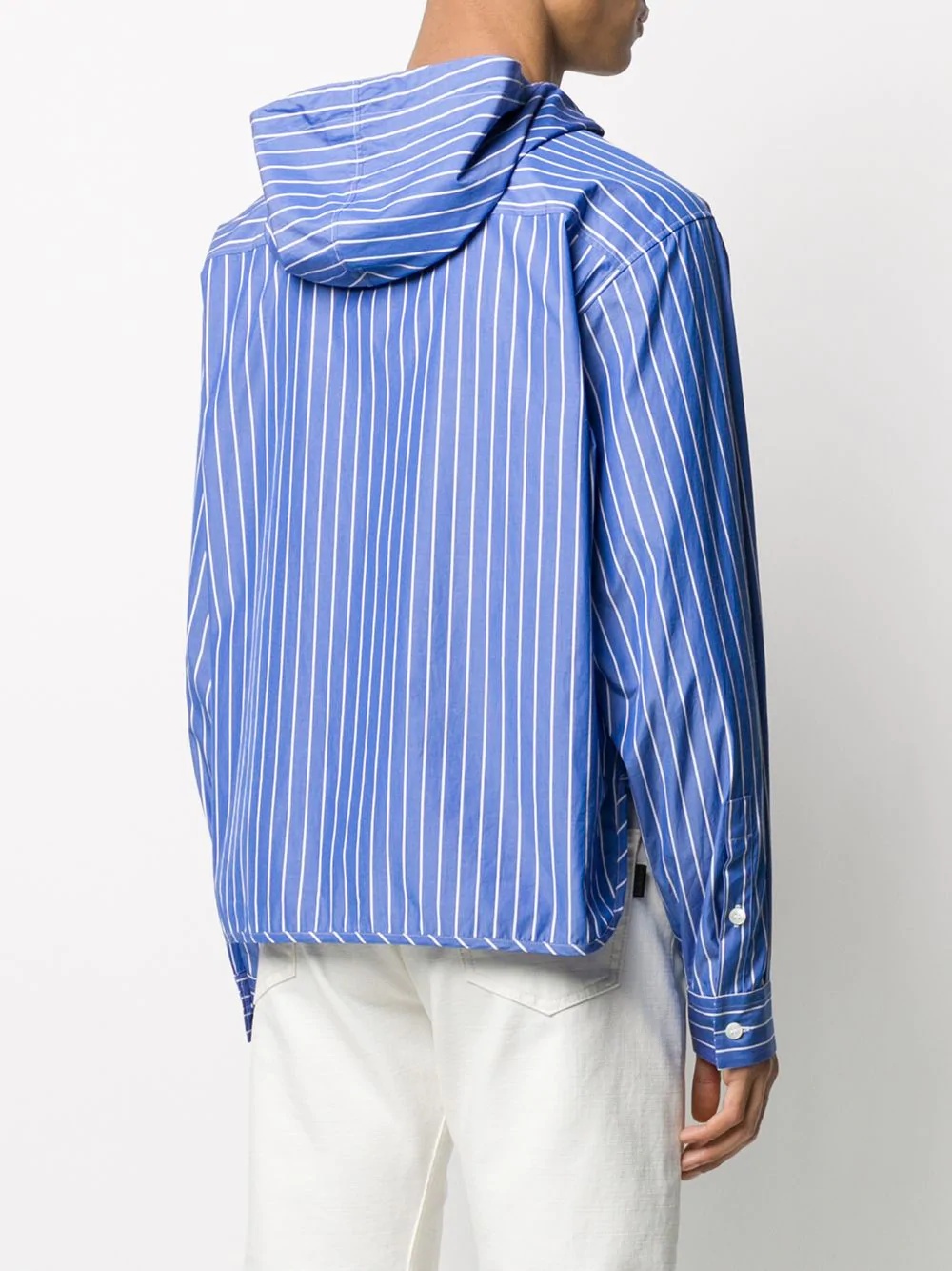 pinstriped hooded shirt - 4