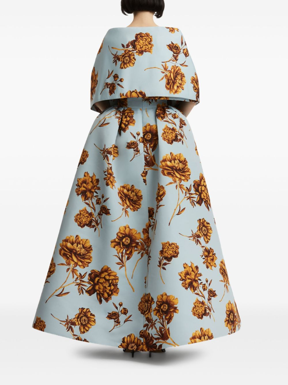 floral-print strapless gown - 4