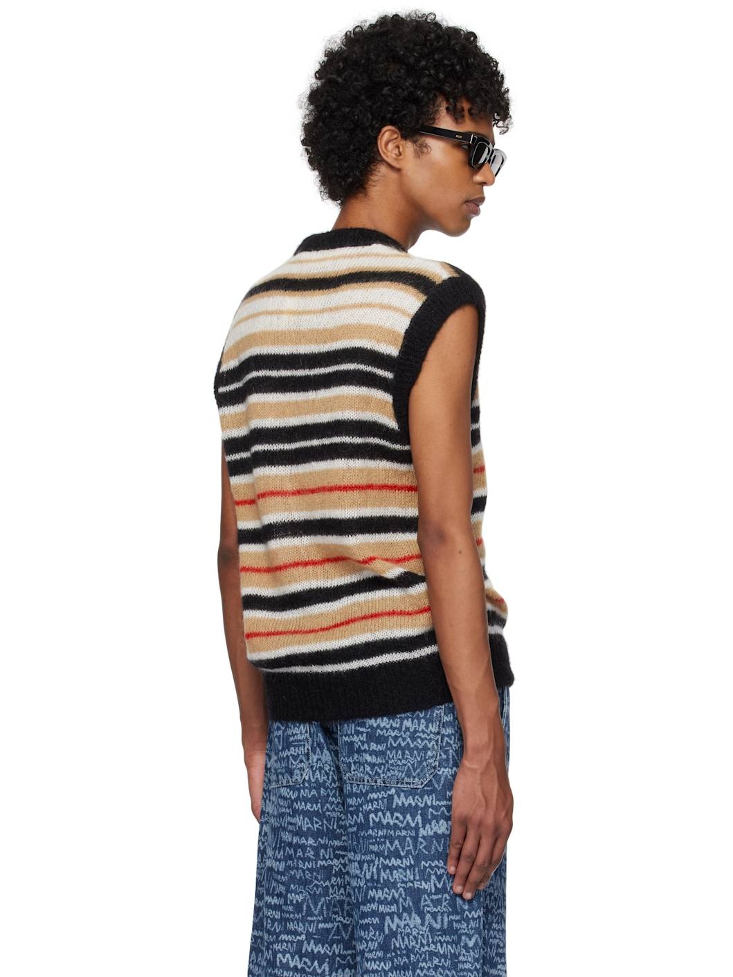 Black & Beige Fuzzy Wuzzy Vest - 3
